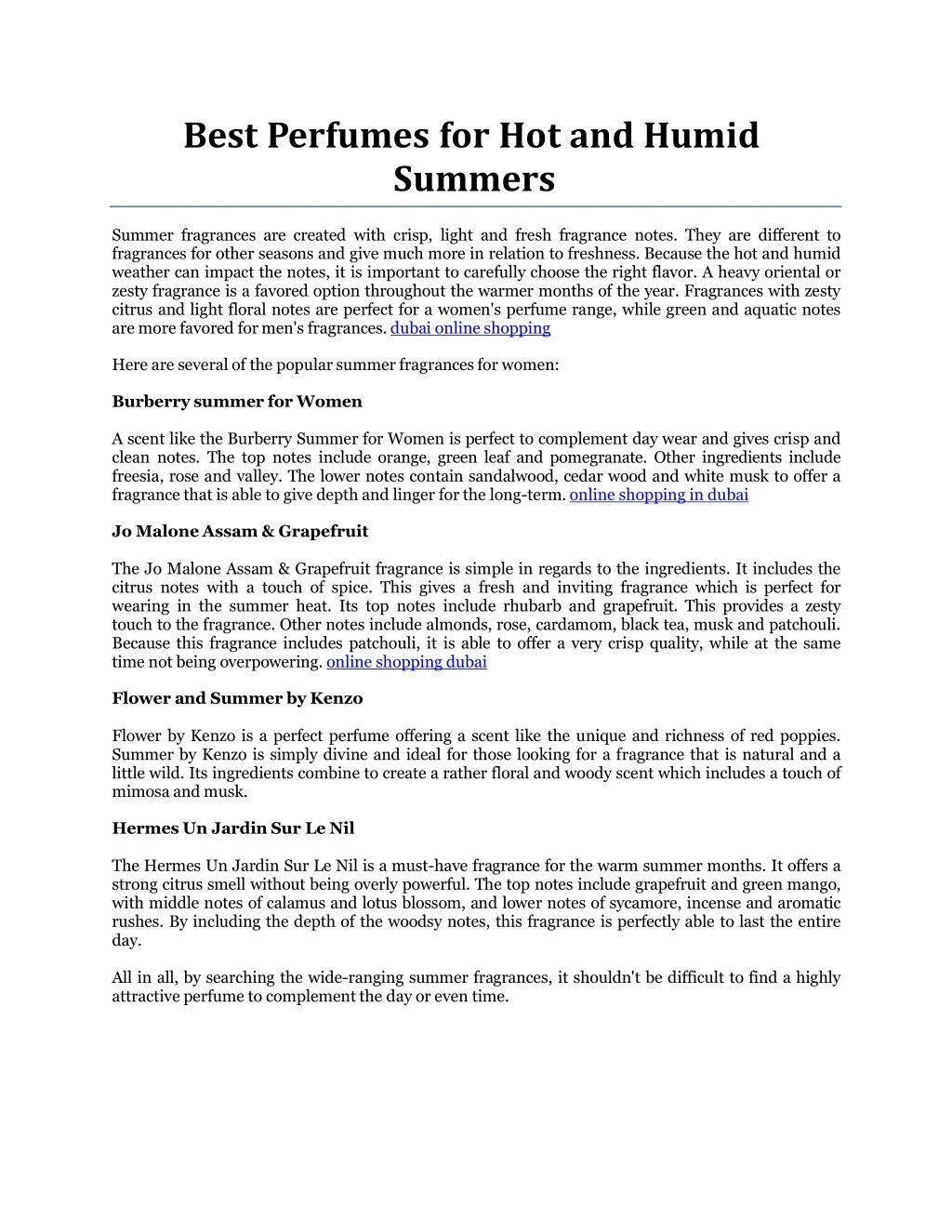 PPT Best Perfumes for Hot and Humid Summers PowerPoint Presentation