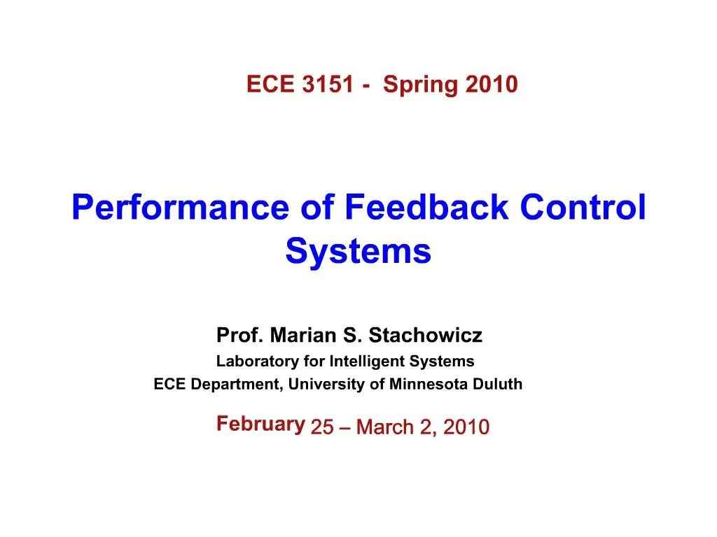 PPT Performance of Feedback Control Systems PowerPoint Presentation, free download ID232412