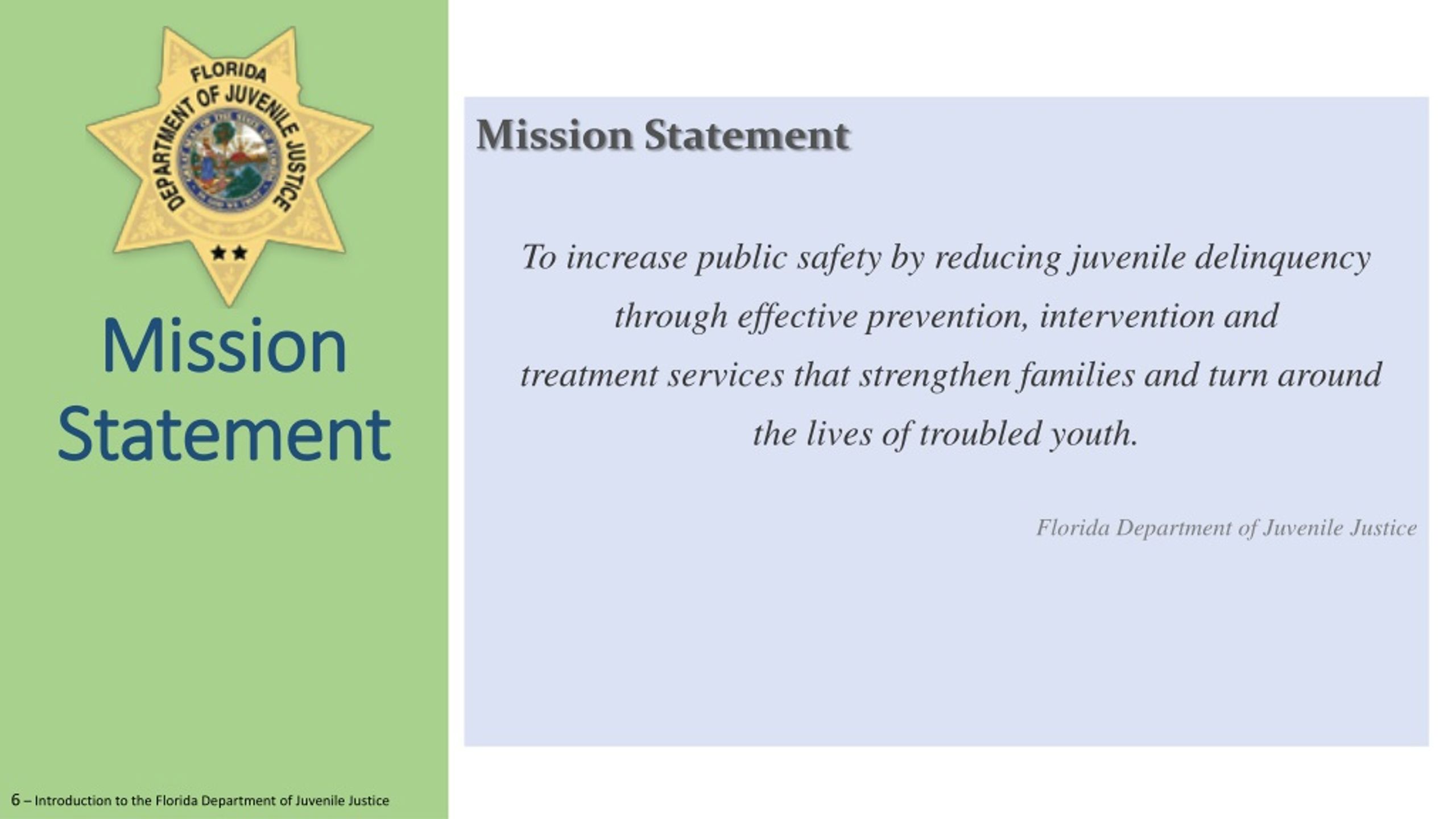 PPT Introduction to the Florida Department of Juvenile Justice (DJJ