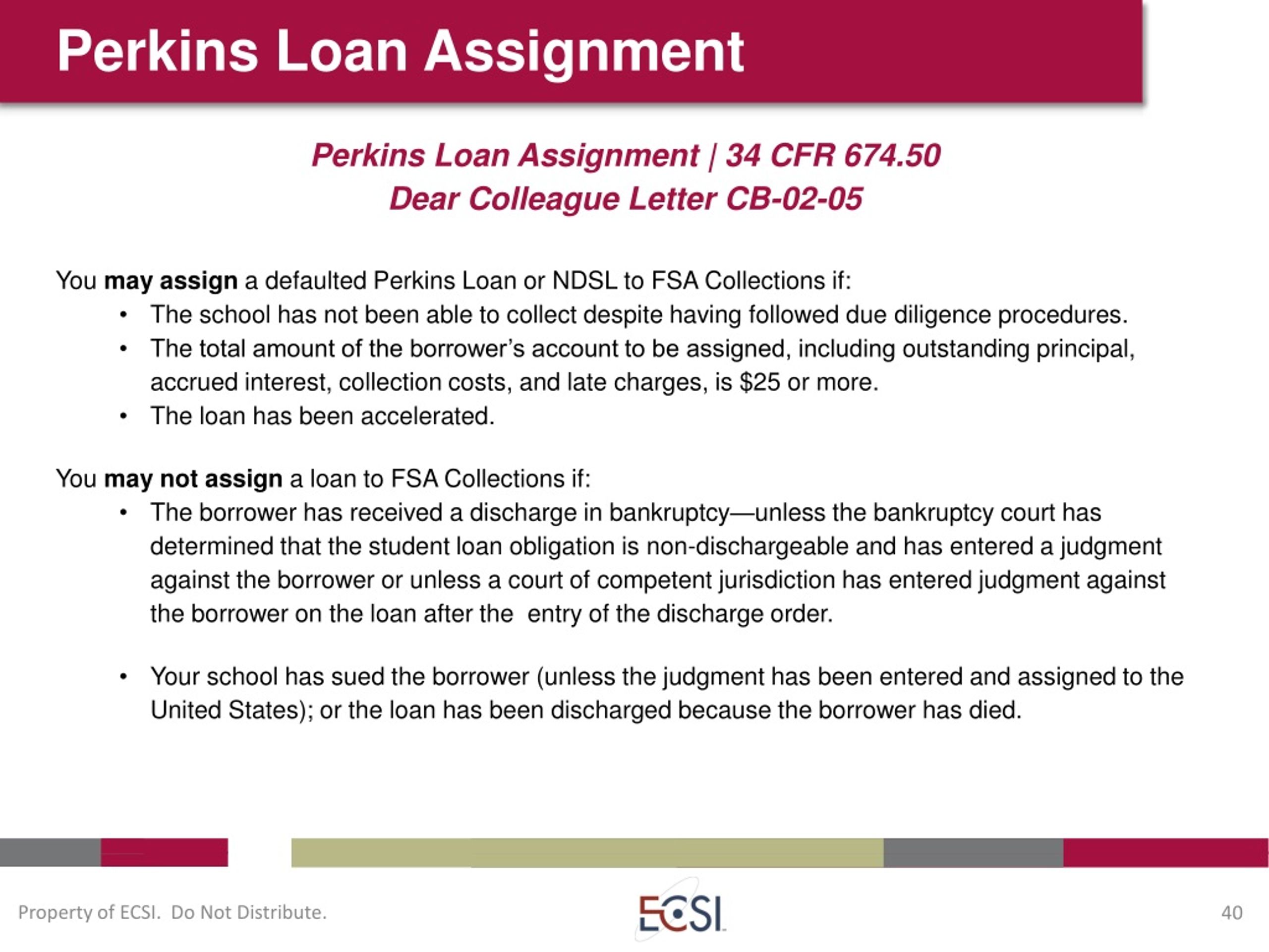 PPT Perkins and Other CampusBased Loan Management 101