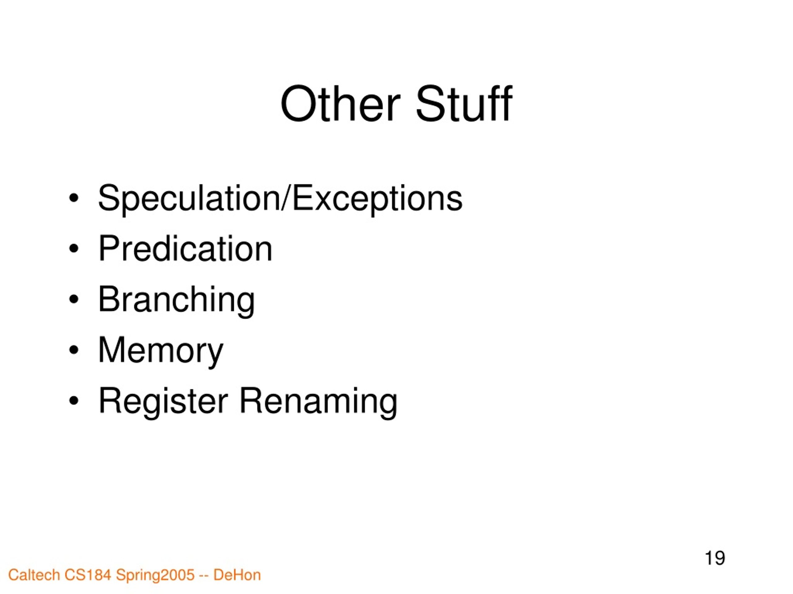 PPT CS184b Computer Architecture (Abstractions and Optimizations