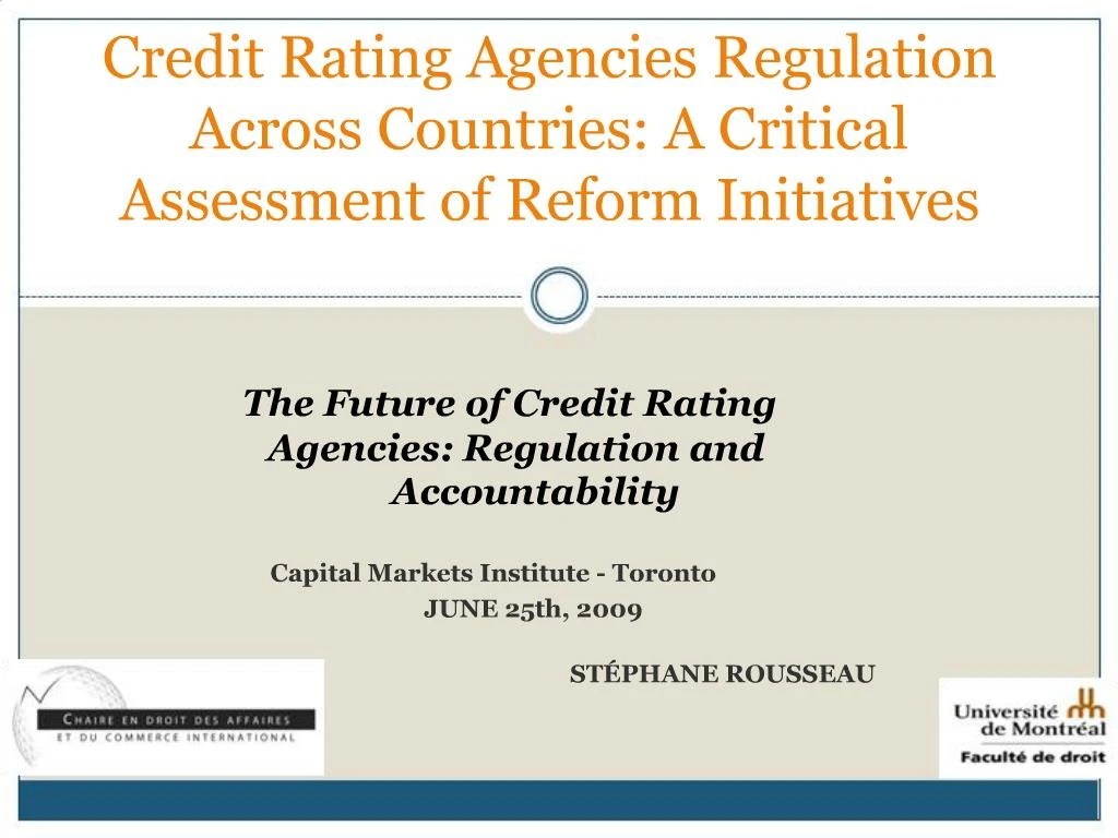 PPT Credit Rating Agencies Regulation Across Countries A Critical