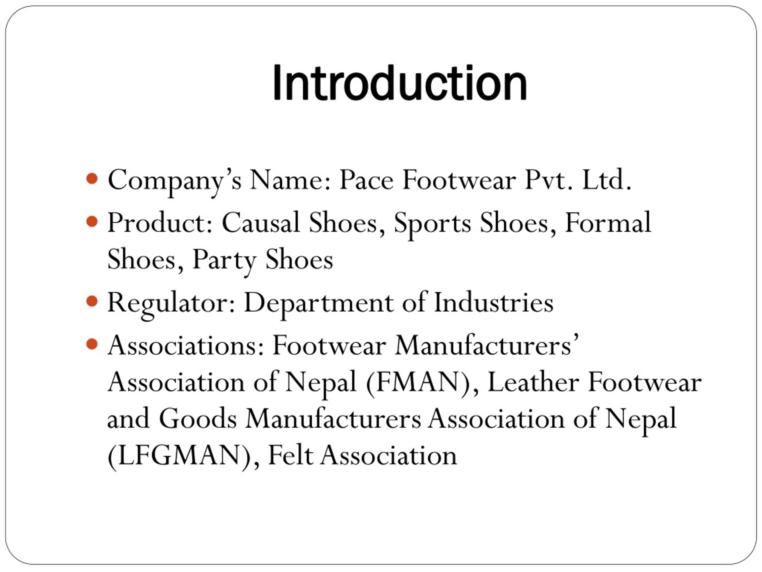 PPT Pace Footwear Pvt. Ltd. PowerPoint Presentation, free download