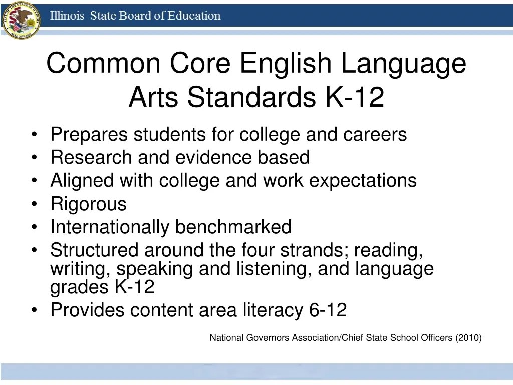 PPT Common Core English Language Arts Standards K12 PowerPoint