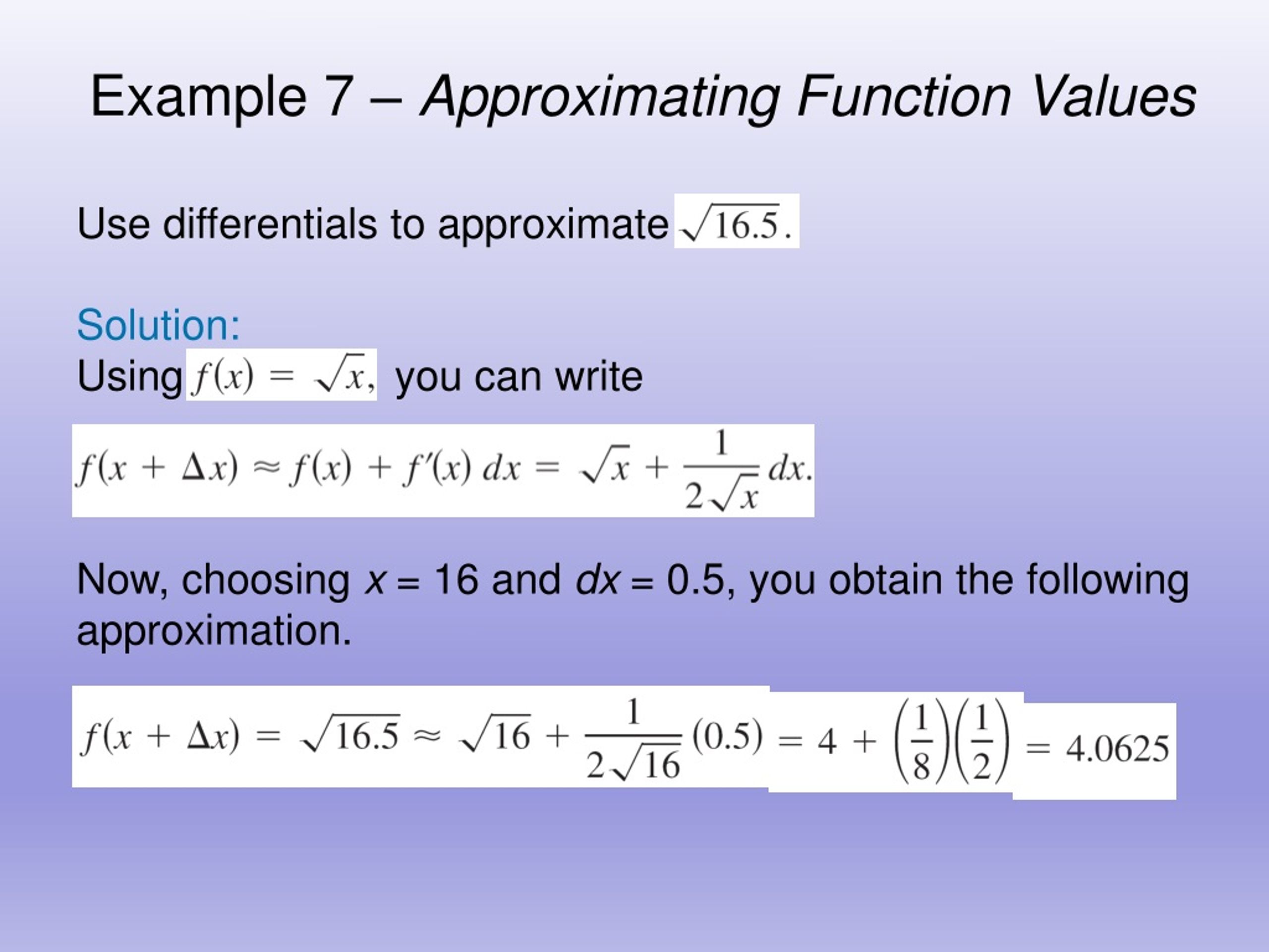 PPT MATH 1910 Chapter 3 Section 9 Differentials PowerPoint
