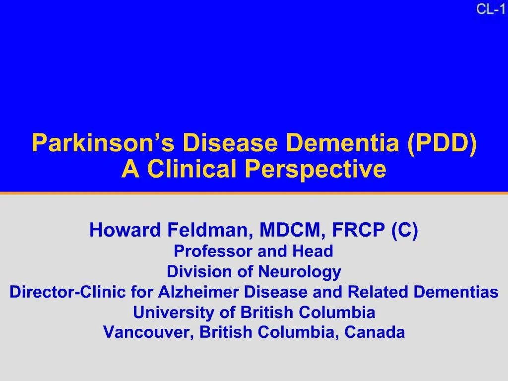 PPT Parkinson s Disease Dementia PDD A Clinical Perspective