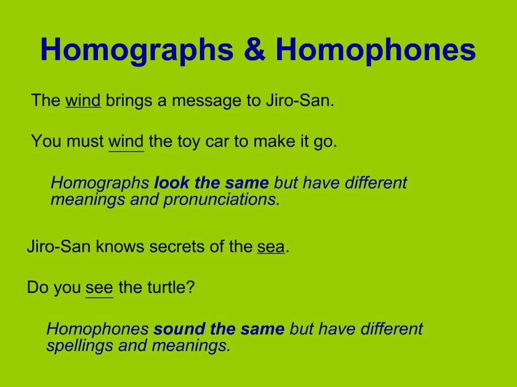 PPT - Homographs Homophones PowerPoint Presentation, free download - ID