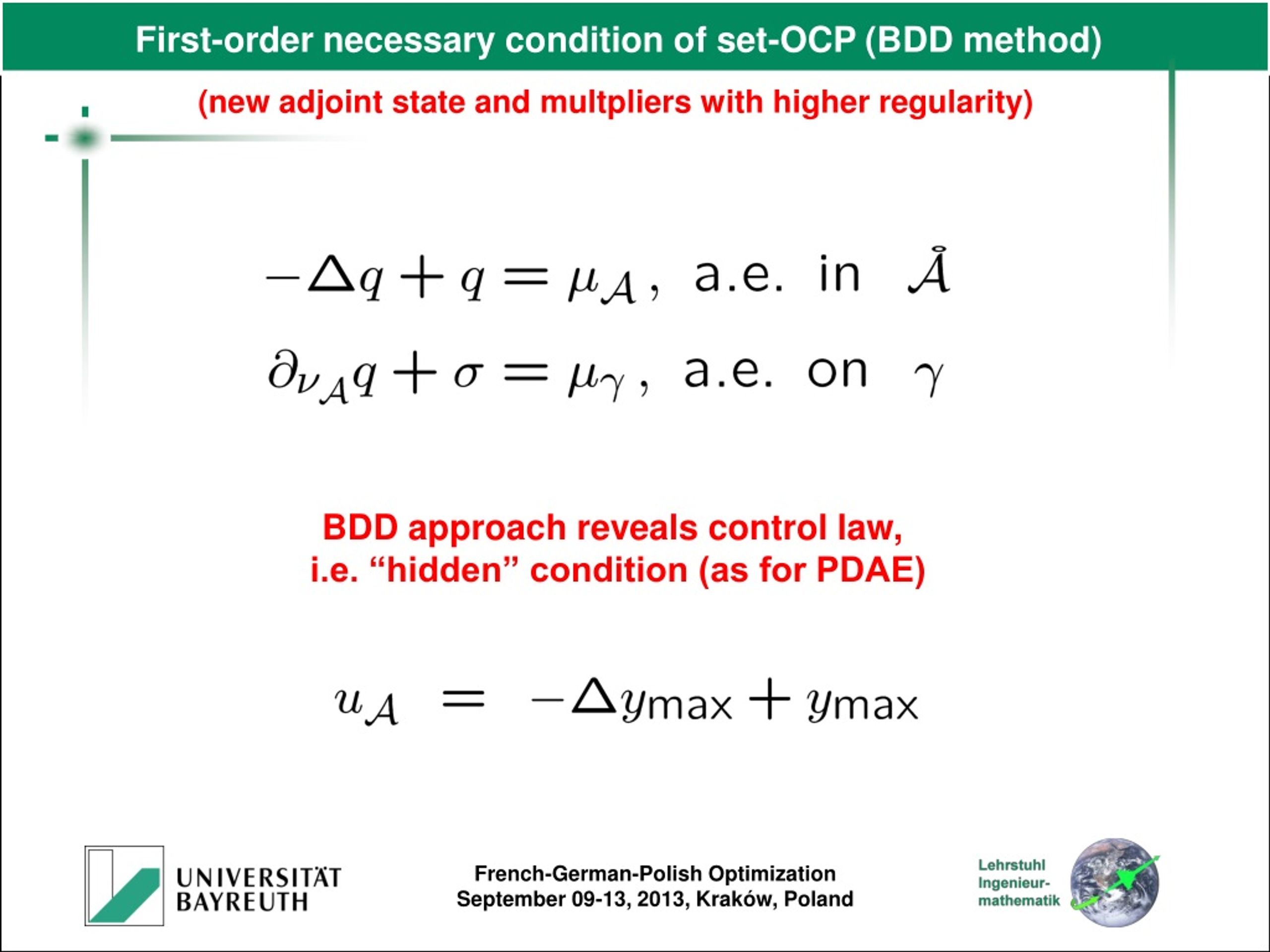 PPT New Optimality Conditions and Methods for State