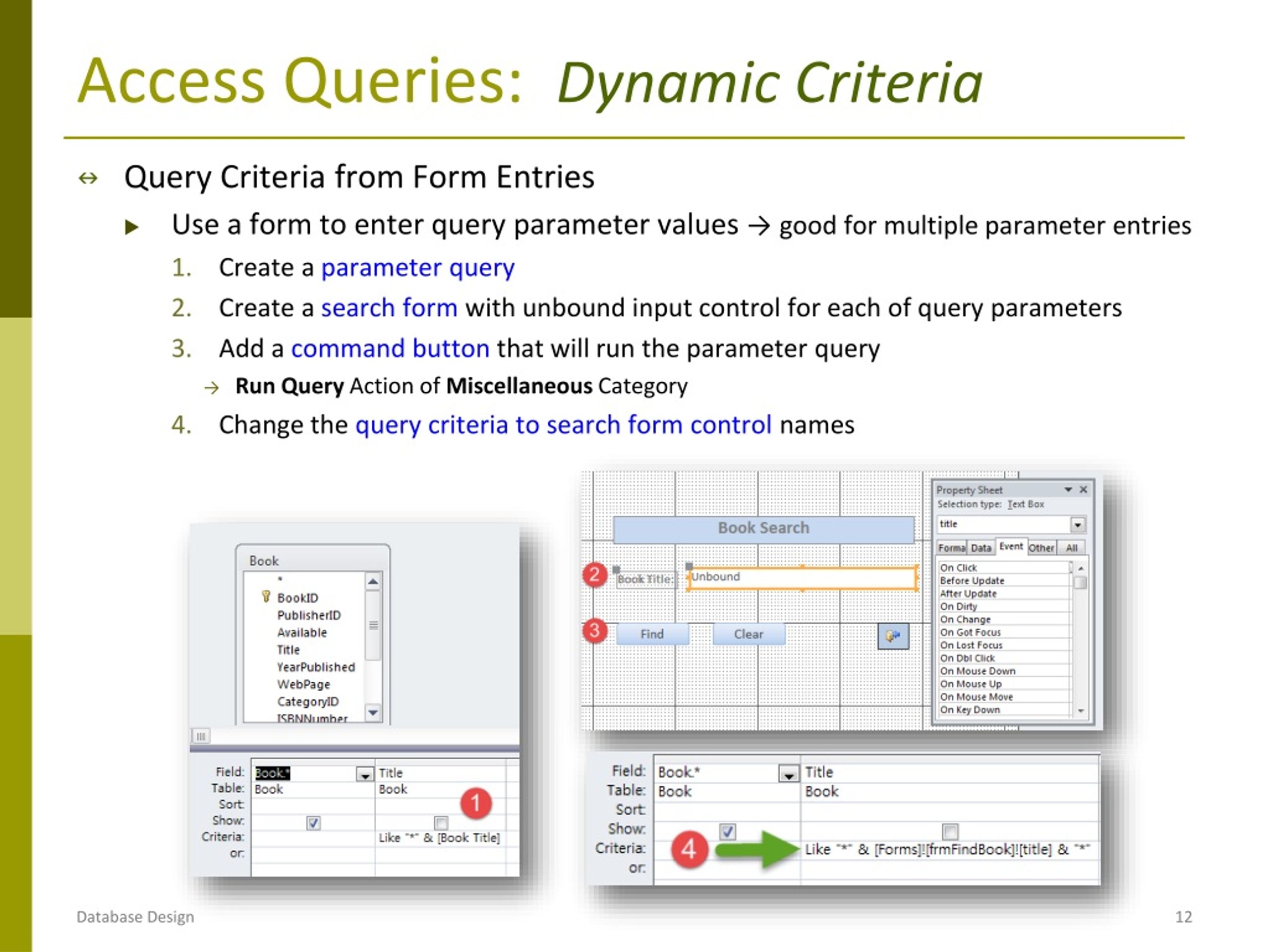 PPT DB Implementation MS Access Queries PowerPoint Presentation