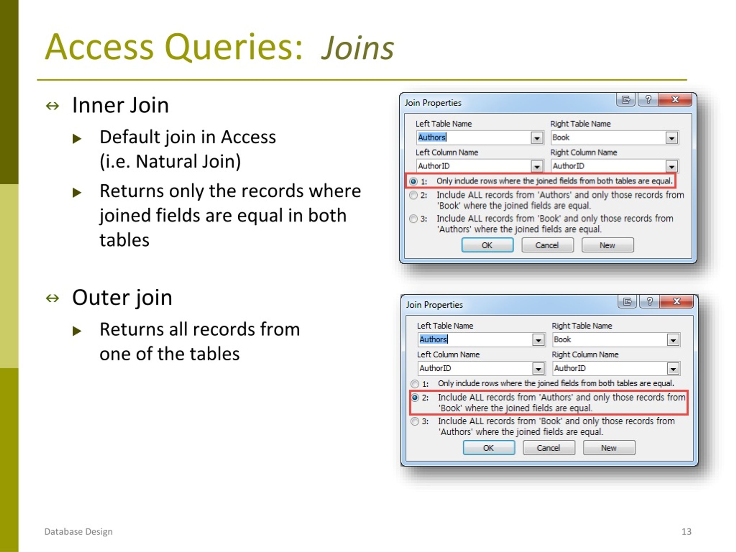 PPT DB Implementation MS Access Queries PowerPoint Presentation