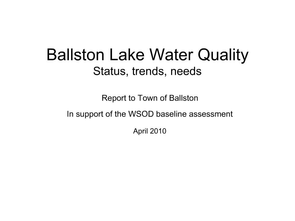 PPT Ballston Lake Water Quality Status, trends, needs PowerPoint