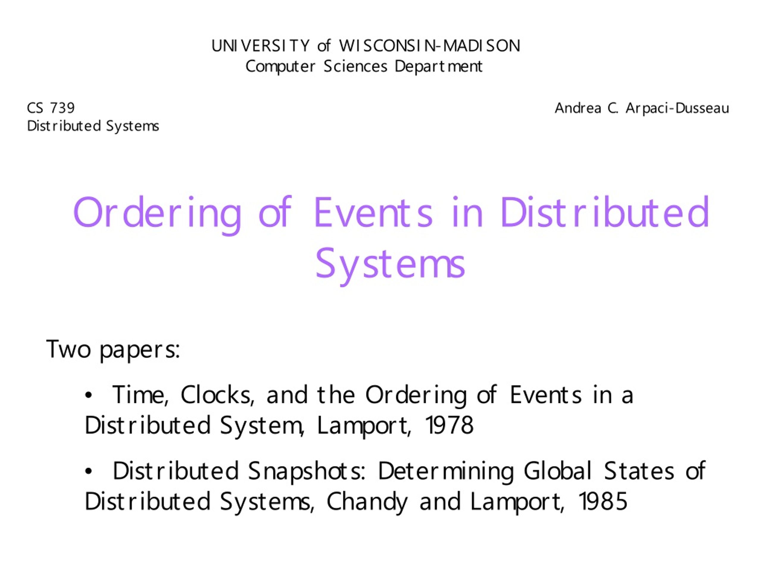 PPT Ordering of Events in Distributed Systems PowerPoint Presentation