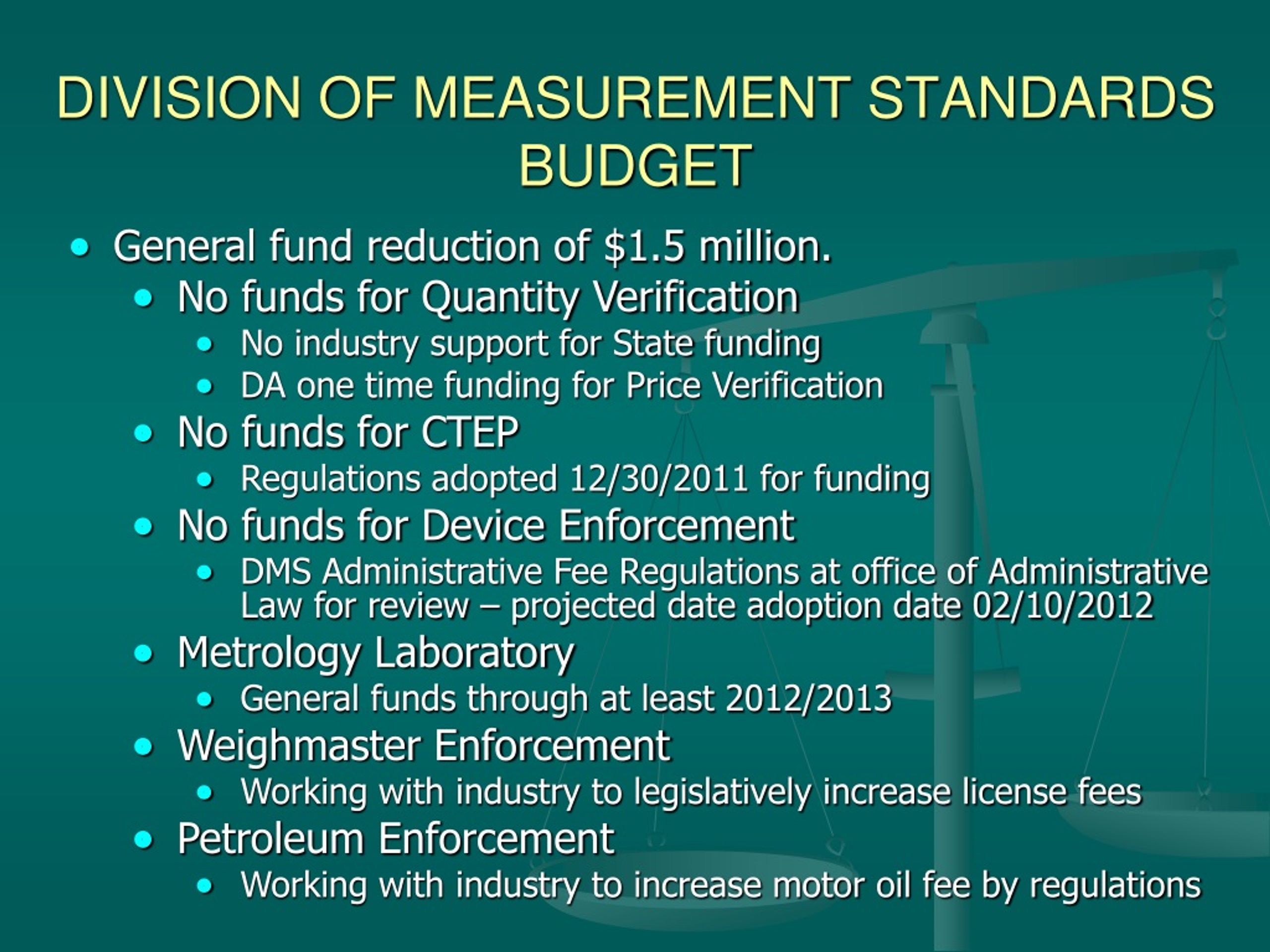 PPT DIVISION OF MEASUREMENT STANDARDS PowerPoint