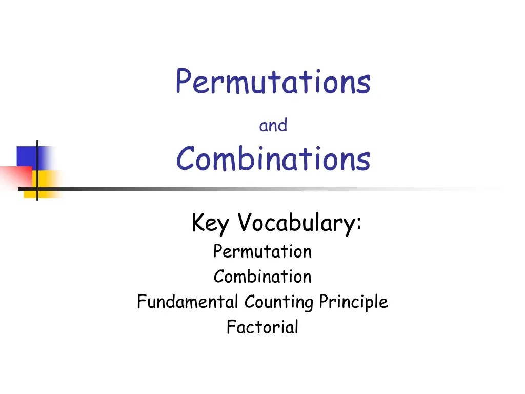 PPT Permutations and Combinations PowerPoint Presentation, free