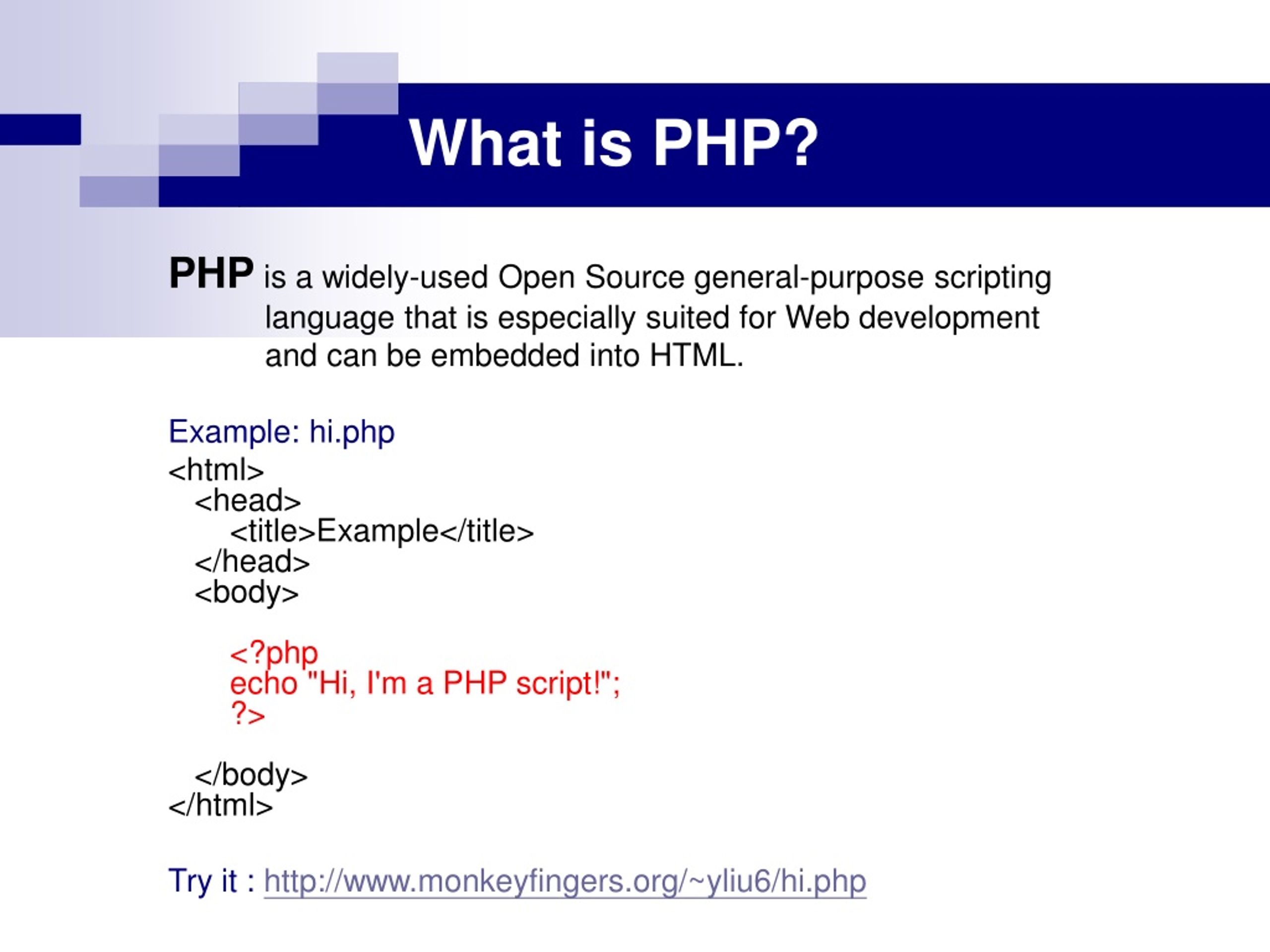 PPT PHP Hypertext Preprocessor Course CS491B Software Design Lab