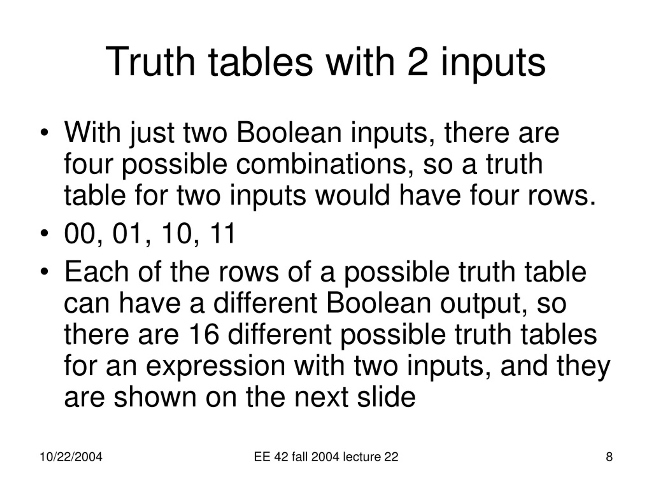 PPT Lecture 22 Truth tables and gates PowerPoint Presentation, free