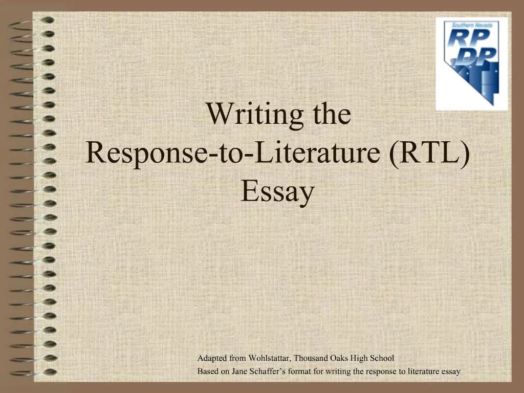 PPT Writing the ResponsetoLiterature RTL Essay PowerPoint