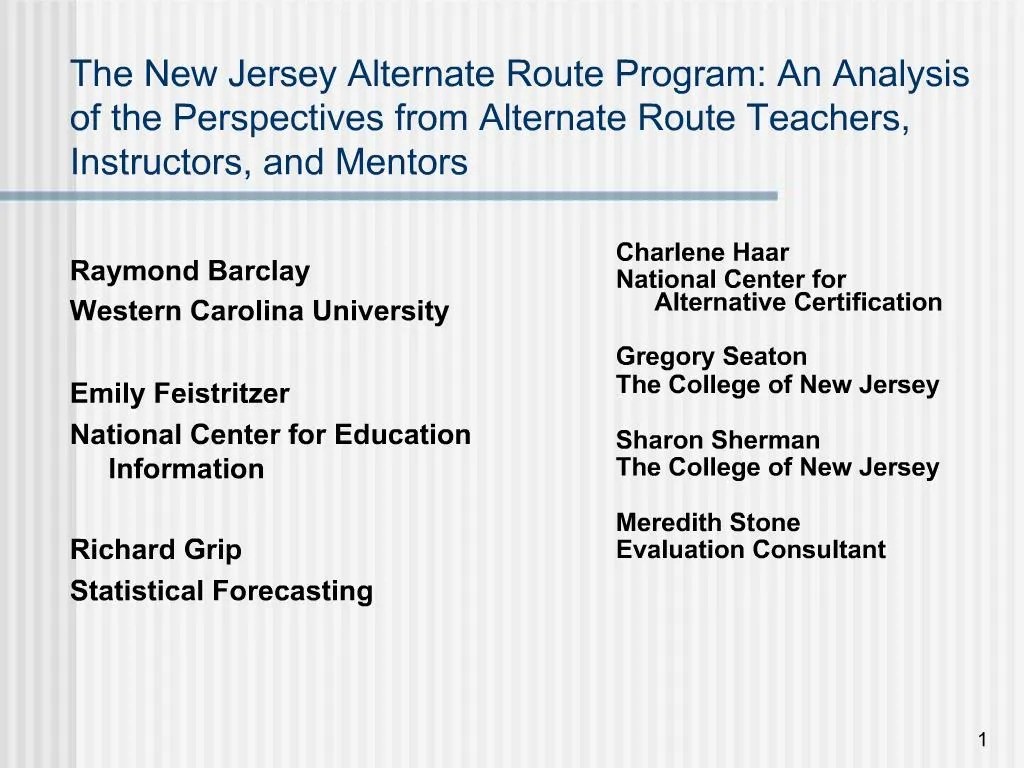 PPT The New Jersey Alternate Route Program An Analysis of the