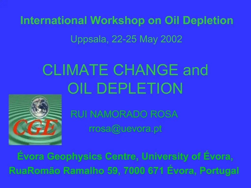 PPT CLIMATE CHANGE and OIL DEPLETION PowerPoint Presentation, free