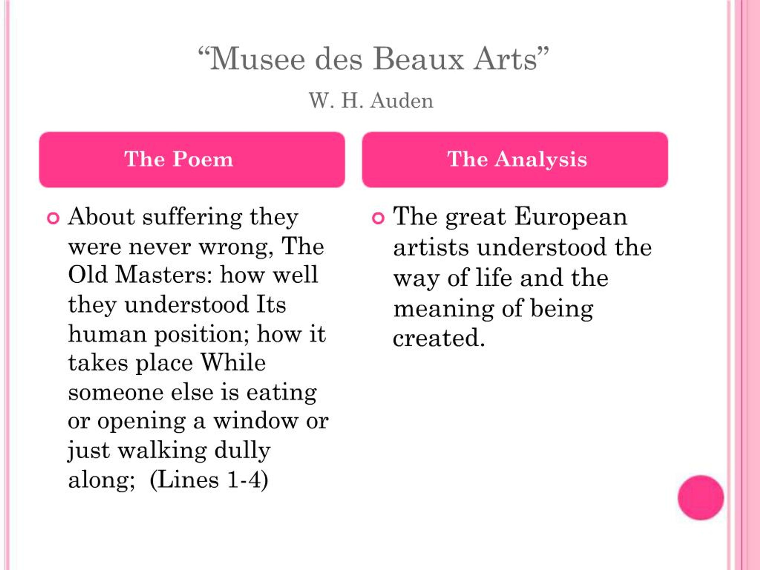 Ppt Musee Des Beaux Arts When You Are Old The Unknown Citizen Powerpoint Presentation Id 625148