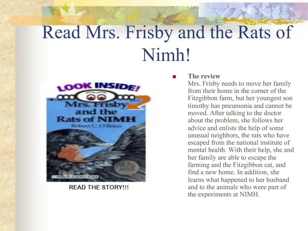 Mrs. Frisby and the Rats of NIMH Read To Them