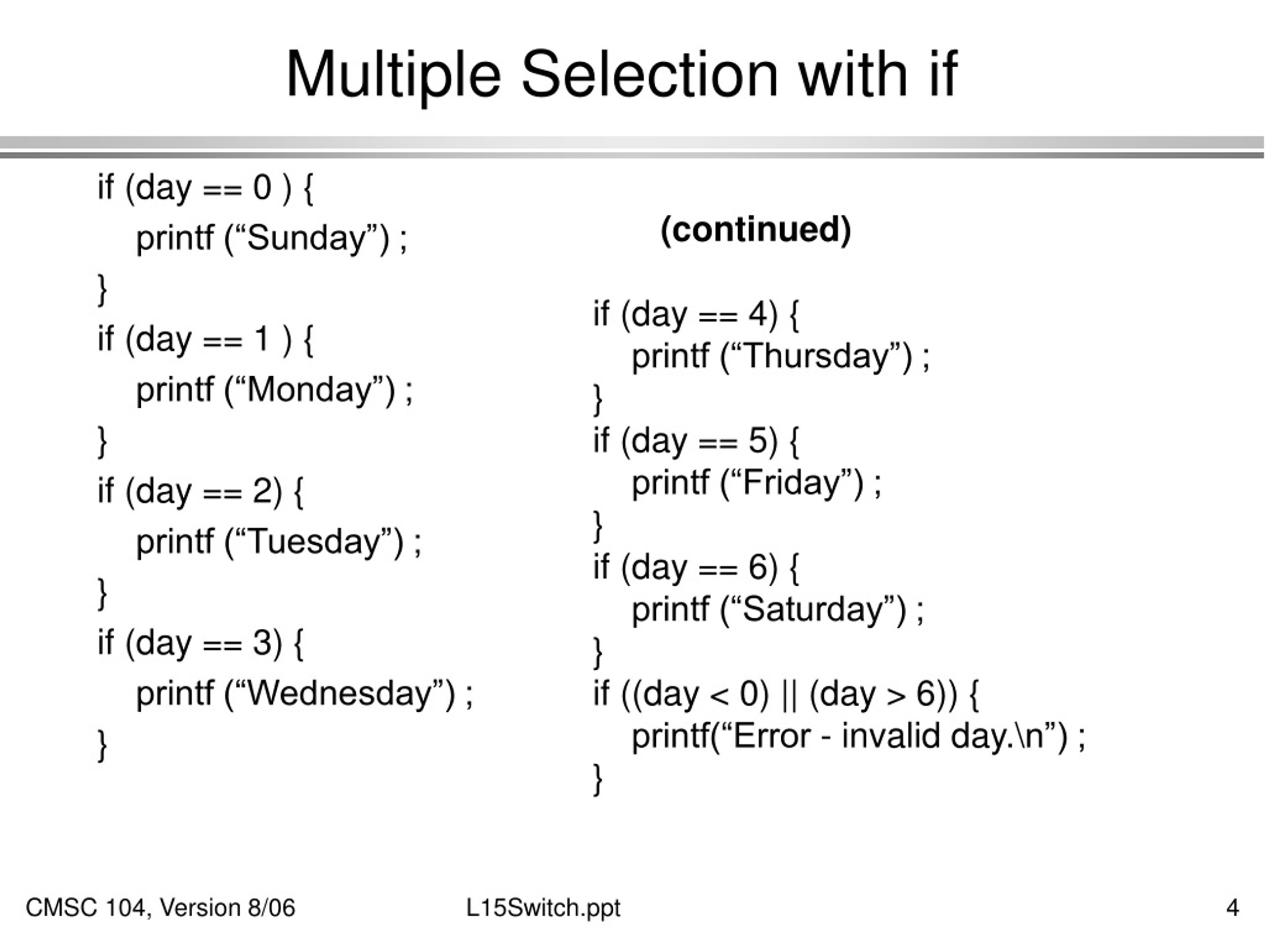 PPT The switch Statement PowerPoint Presentation, free download ID