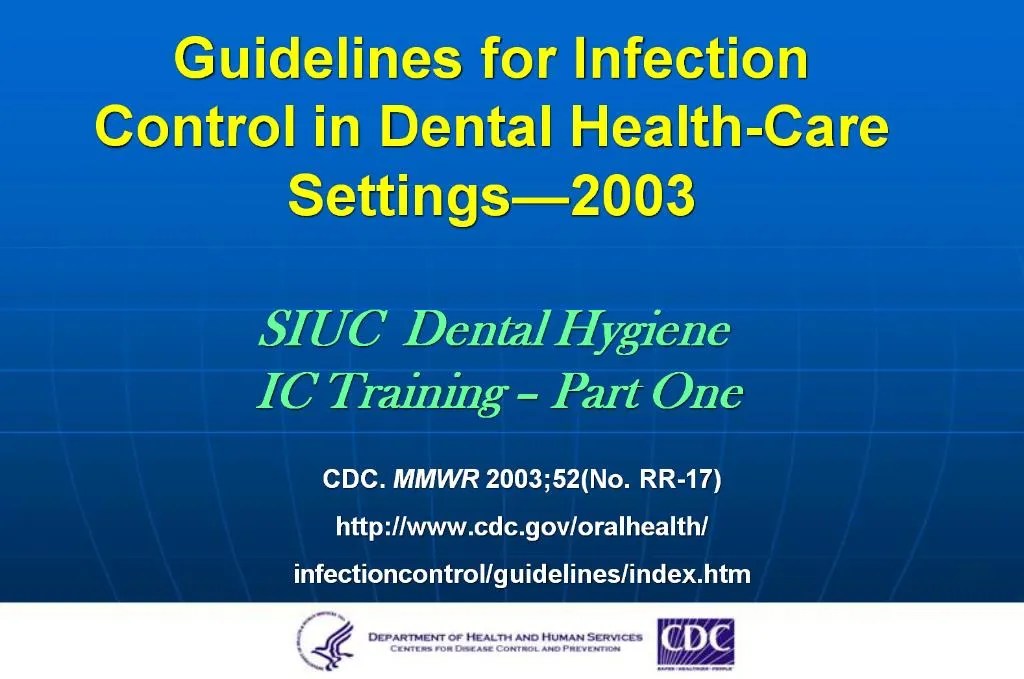 PPT Guidelines for Infection Control in Dental HealthCare Settings