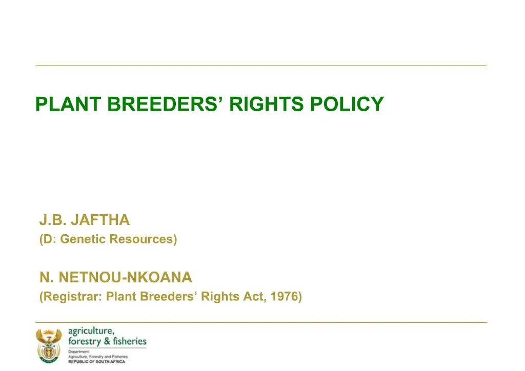 PPT PLANT BREEDERS RIGHTS POLICY PowerPoint Presentation, free