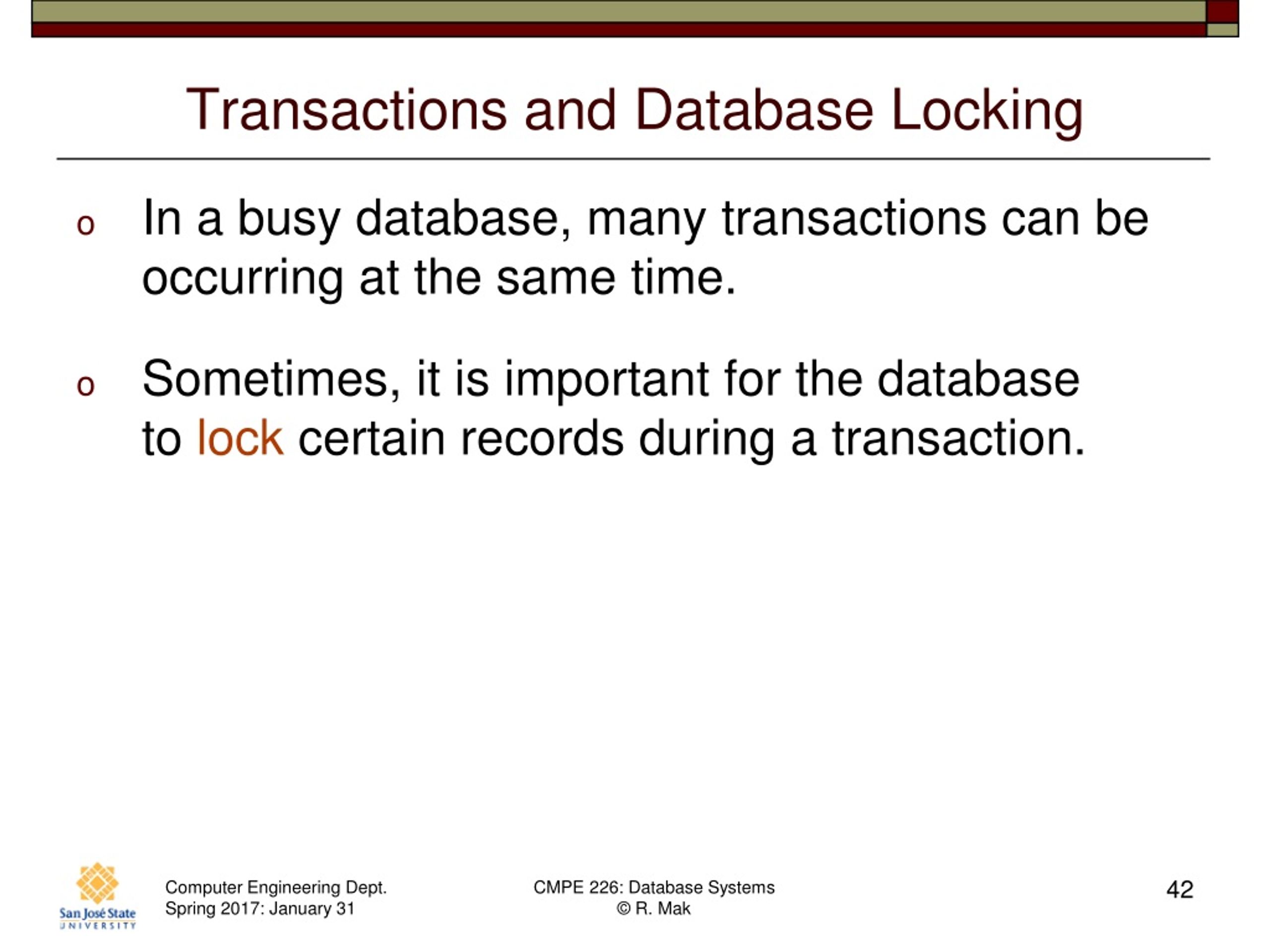PPT CMPE 226 Database Systems January 31 Class Meeting PowerPoint