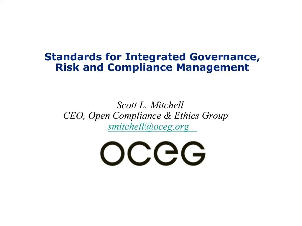 PPT Standards for Integrated Governance, Risk and Compliance
