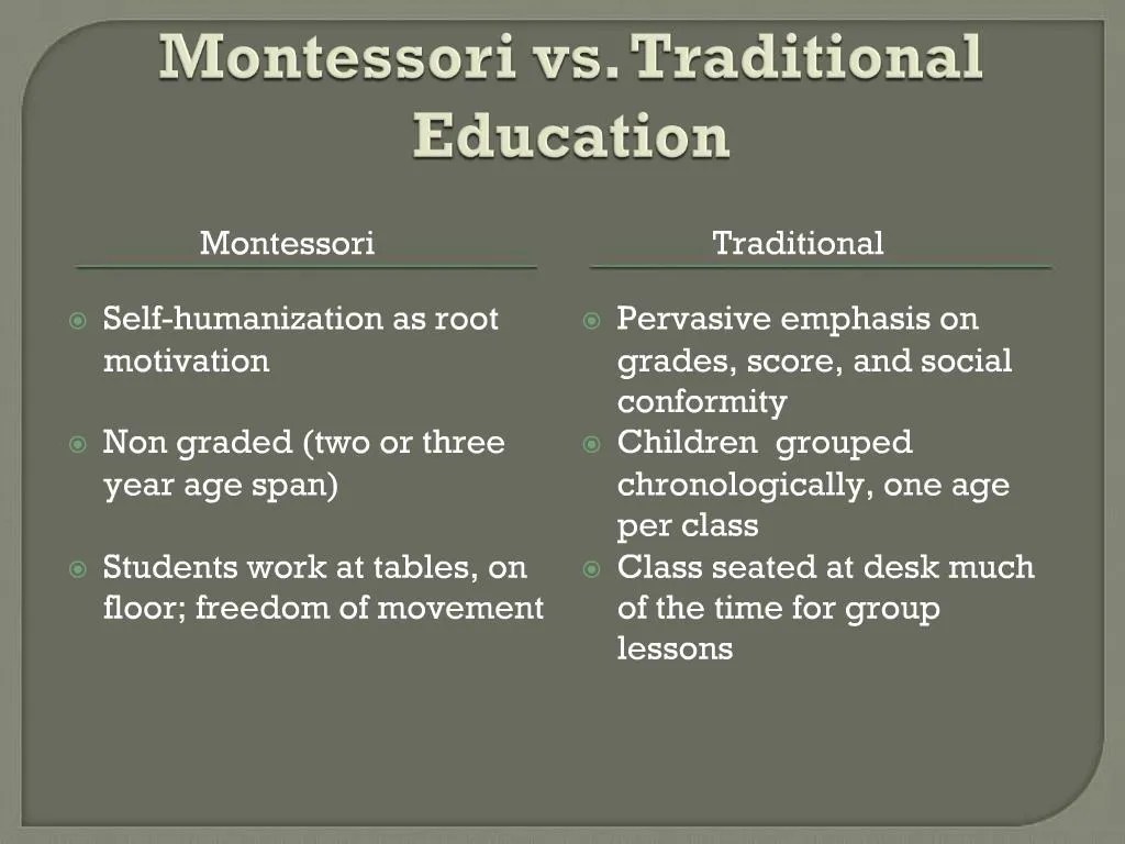 PPT Montessori vs. Traditional Education PowerPoint Presentation