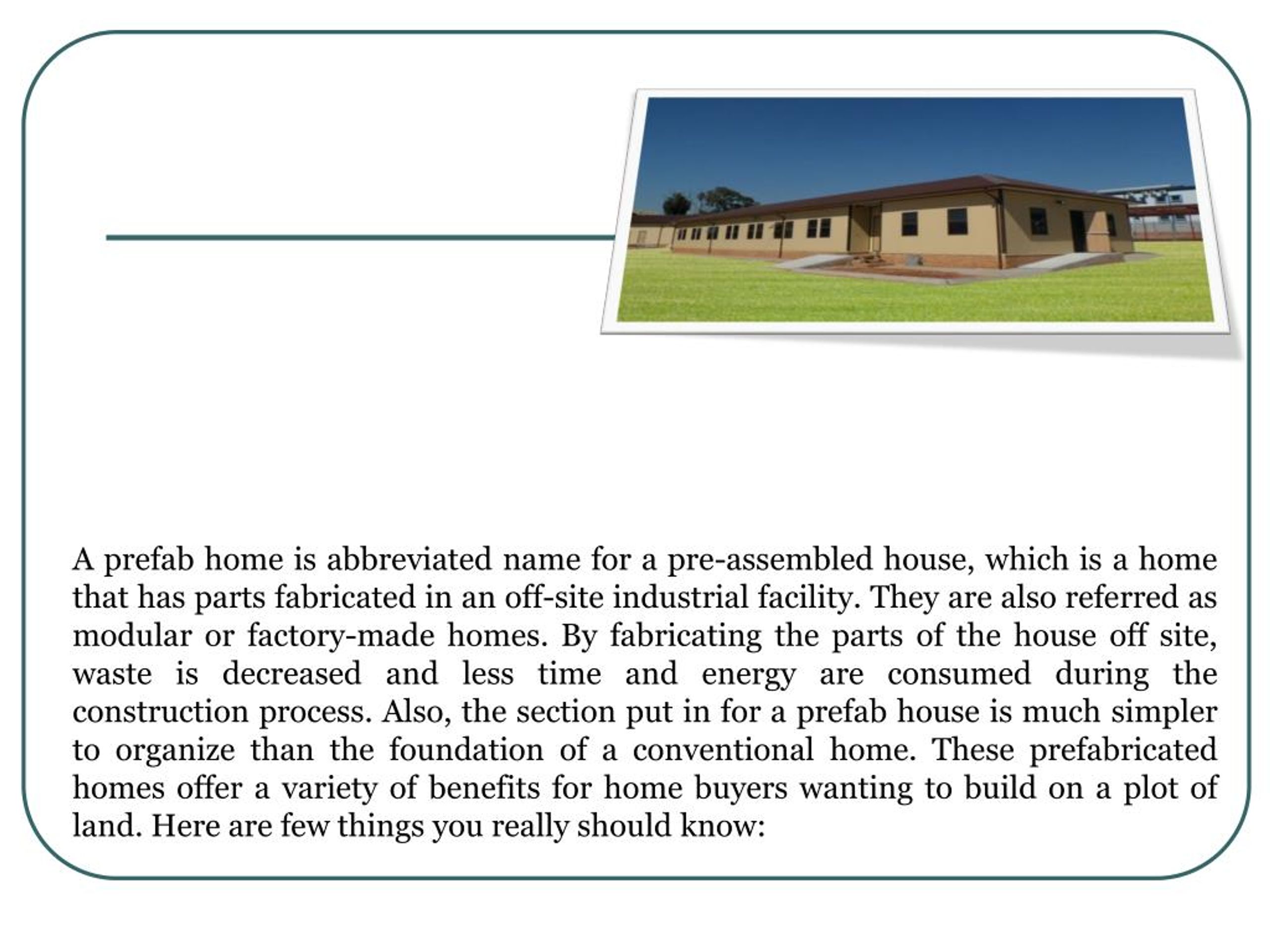 PPT Benefits of Buying a Prefab Home PowerPoint Presentation, free