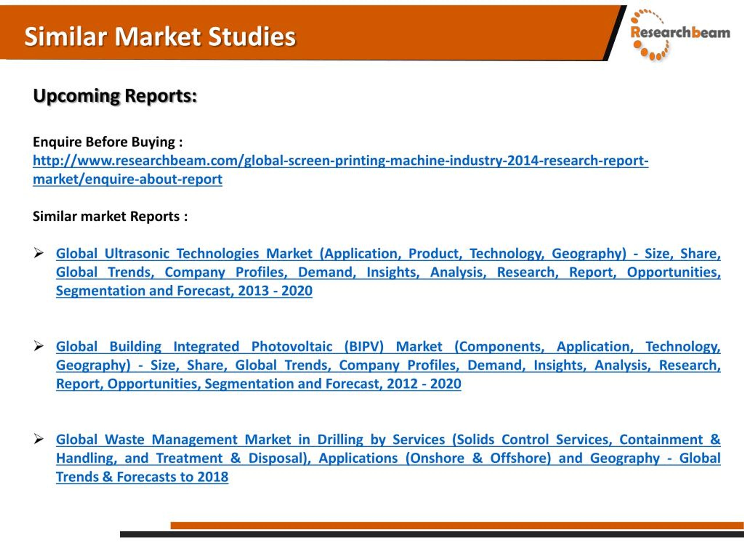 PPT Global Screen Printing Machine Market 2014 Size, Trends