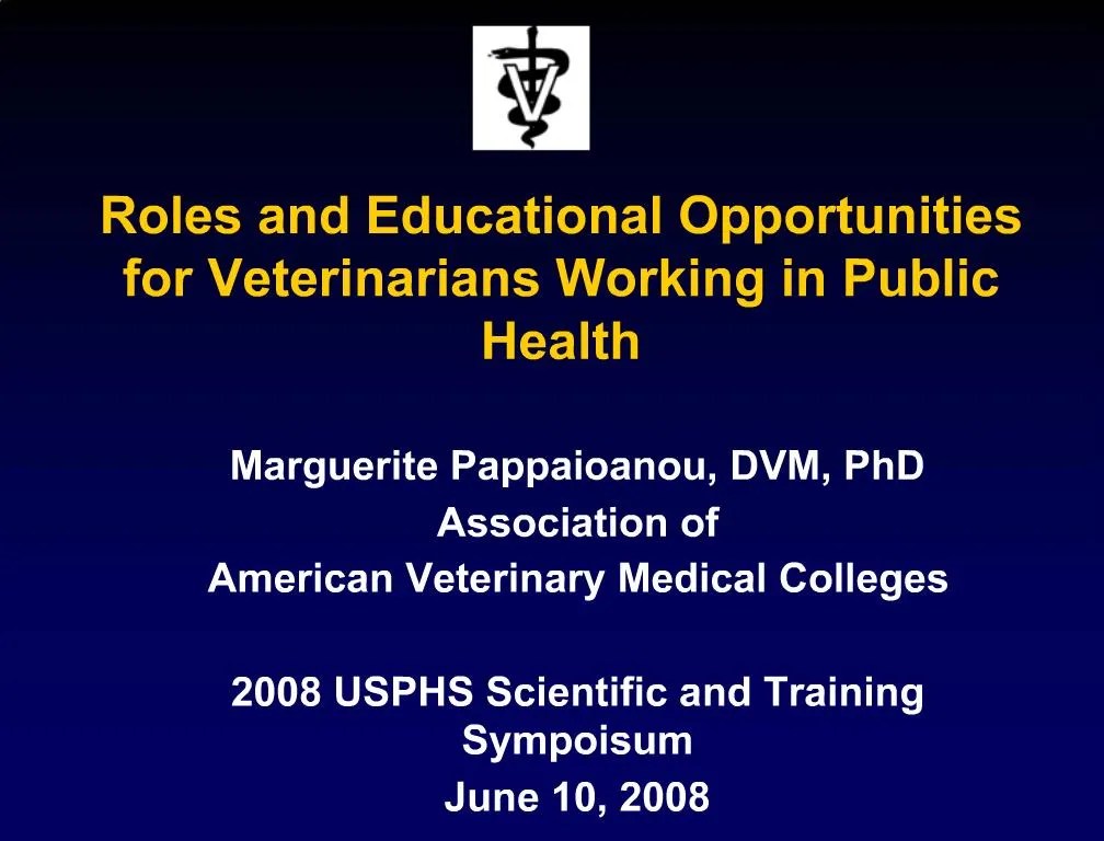 PPT Roles and Educational Opportunities for Veterinarians Working in