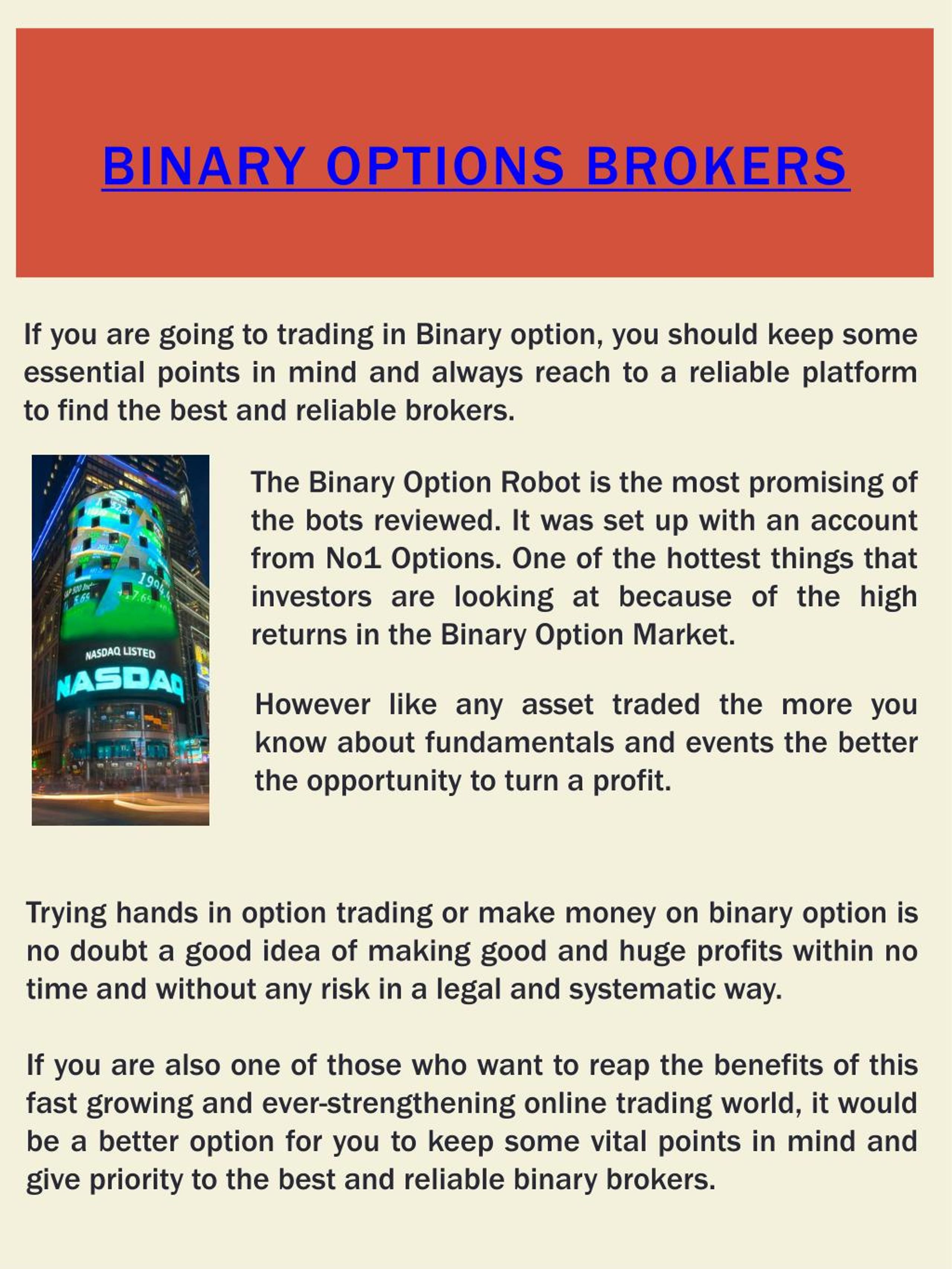 US Binary Options Brokers Best US-Friendly Brokers 2022