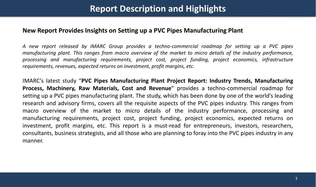 PPT PVC Pipes Manufacturing Plant Cost, Machinery PowerPoint
