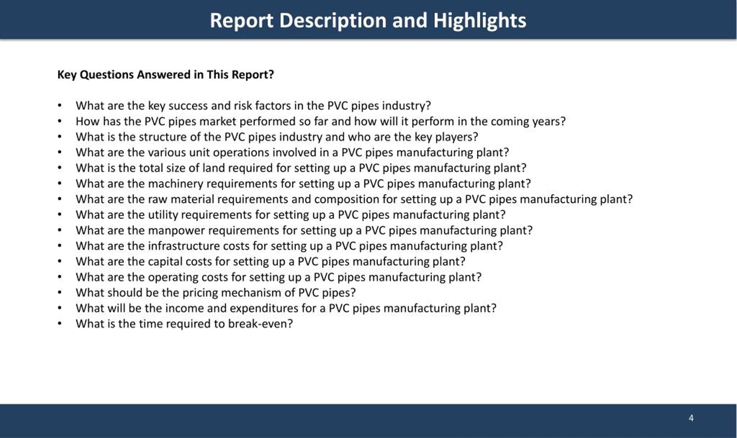 PPT PVC Pipes Manufacturing Plant Cost, Machinery PowerPoint