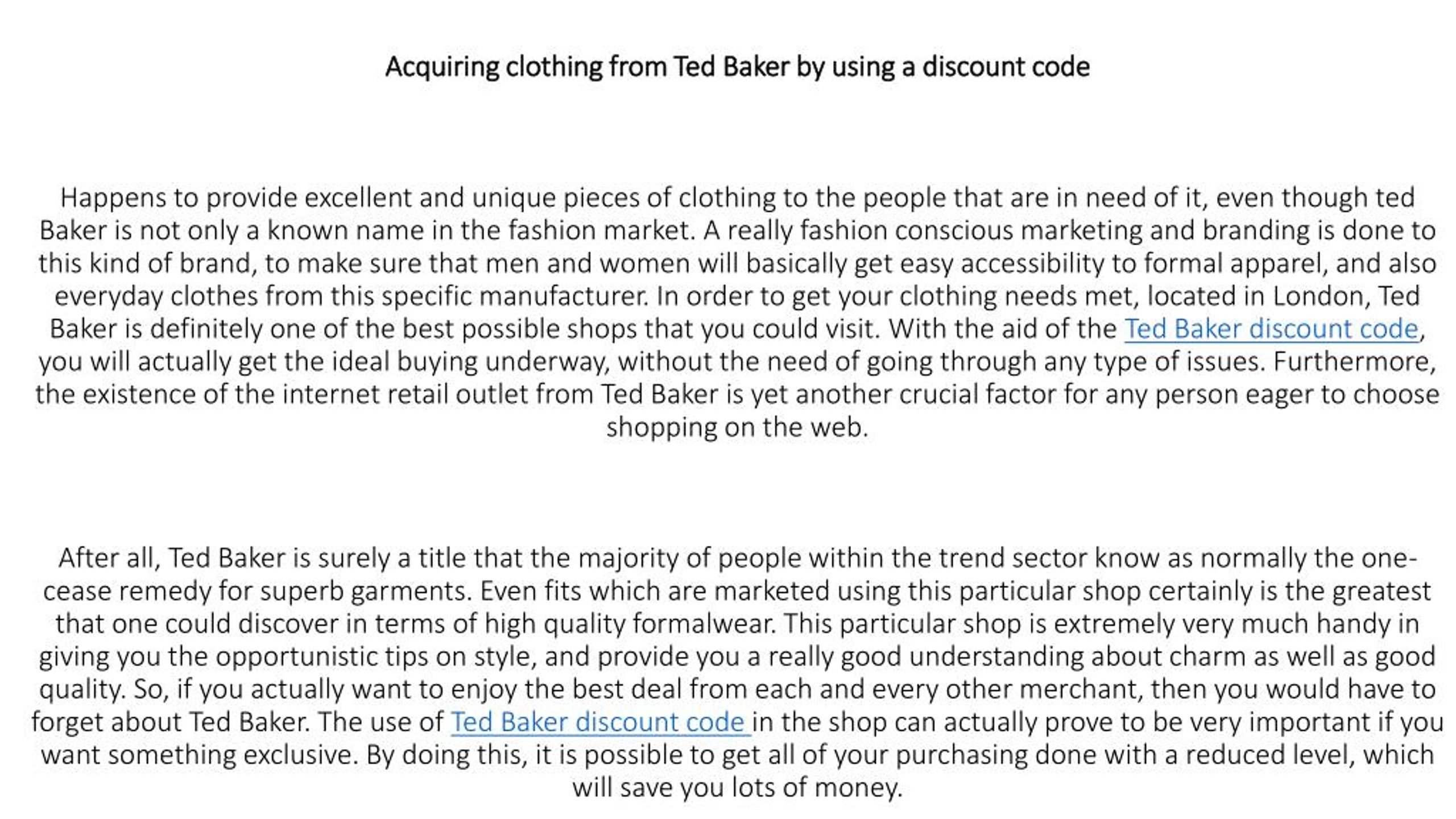 PPT Ted Baker discount code PowerPoint Presentation, free download