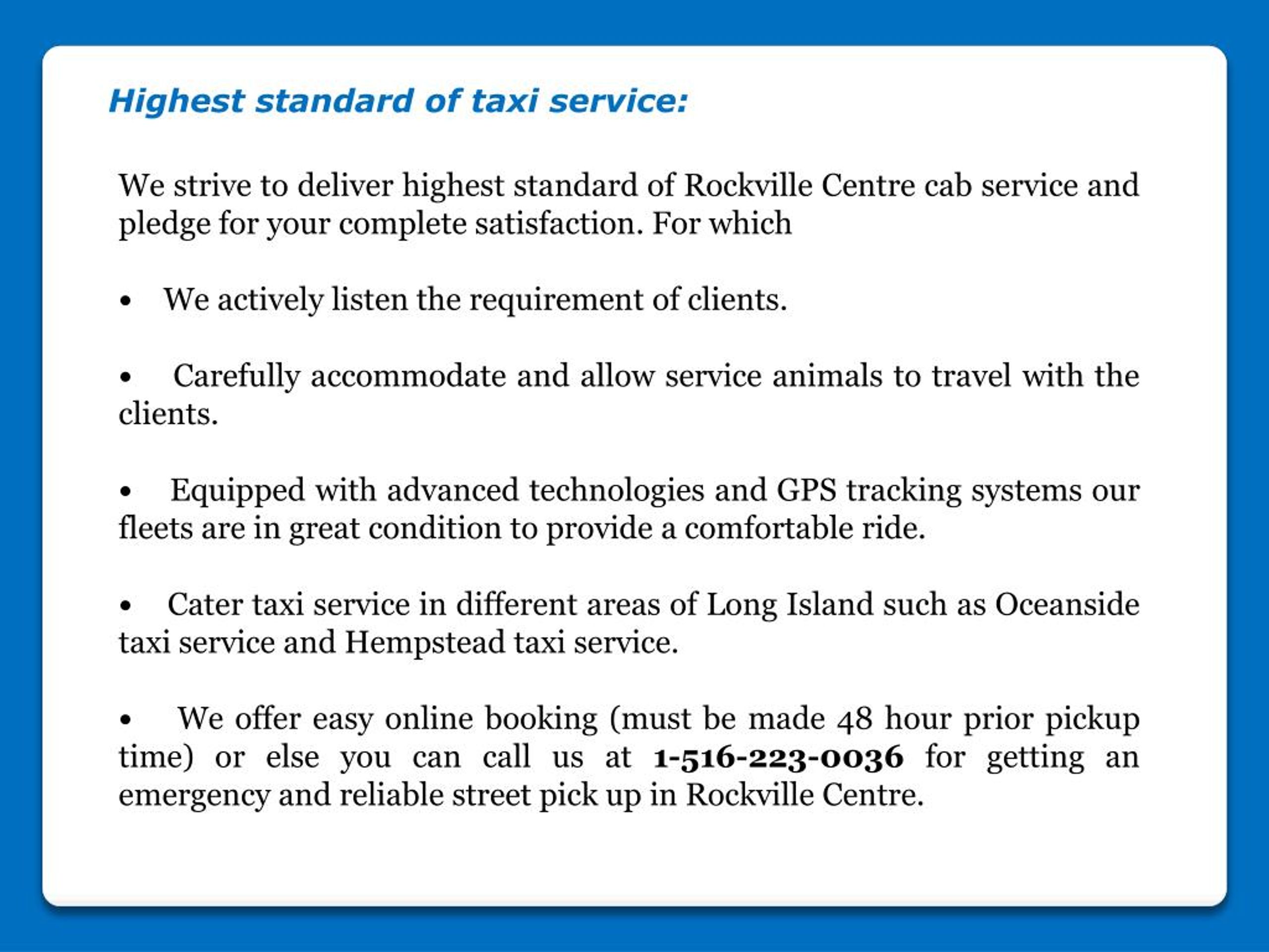PPT Rockville Centre Cab Service PowerPoint Presentation, free