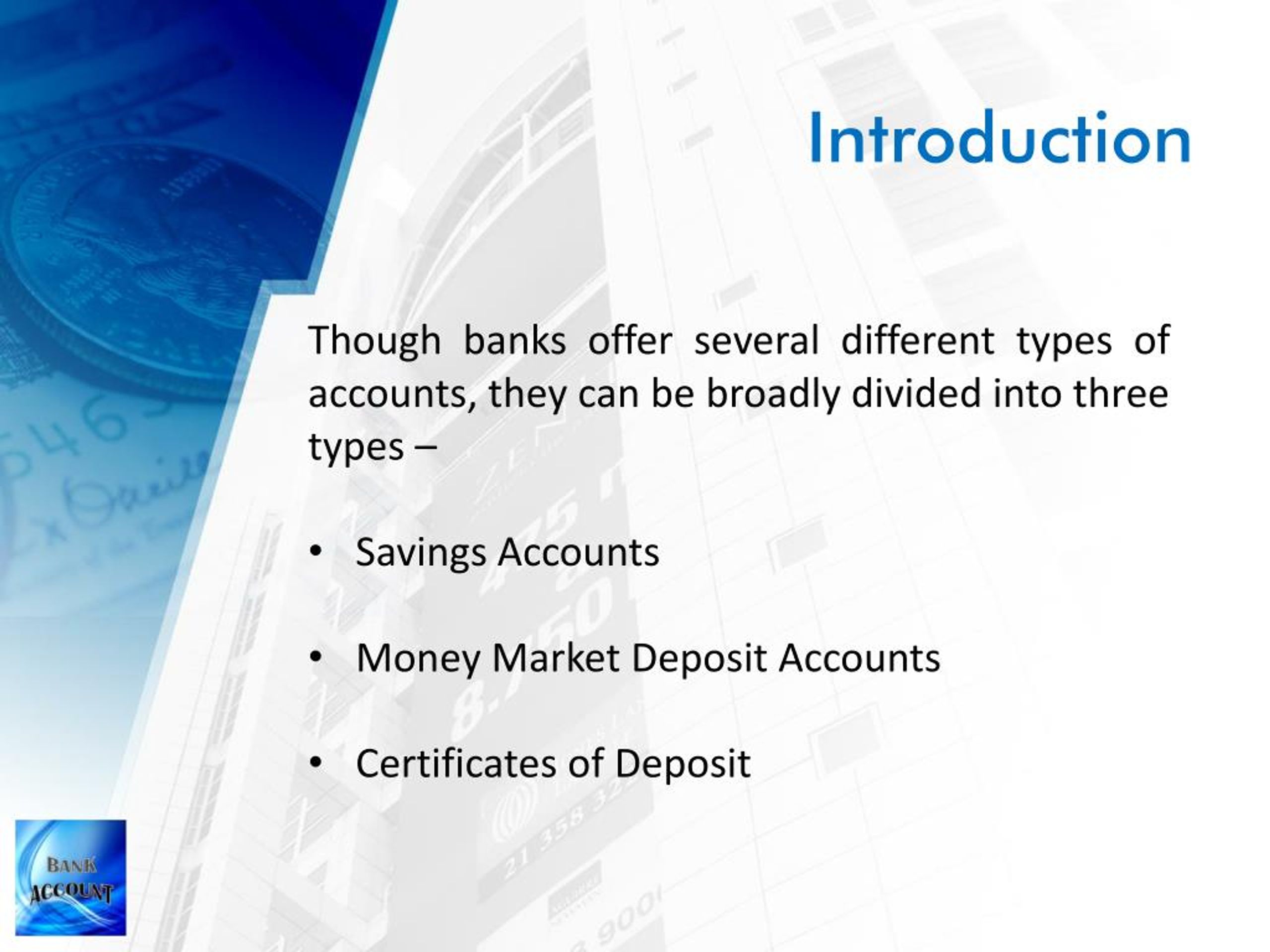 PPT Types of Bank Accounts PowerPoint Presentation, free download