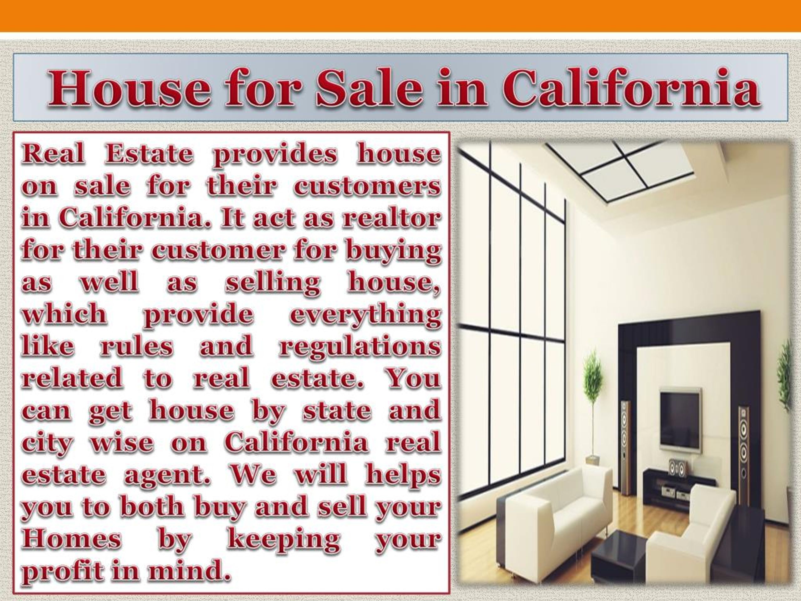 PPT House For Sale in California PowerPoint Presentation, free