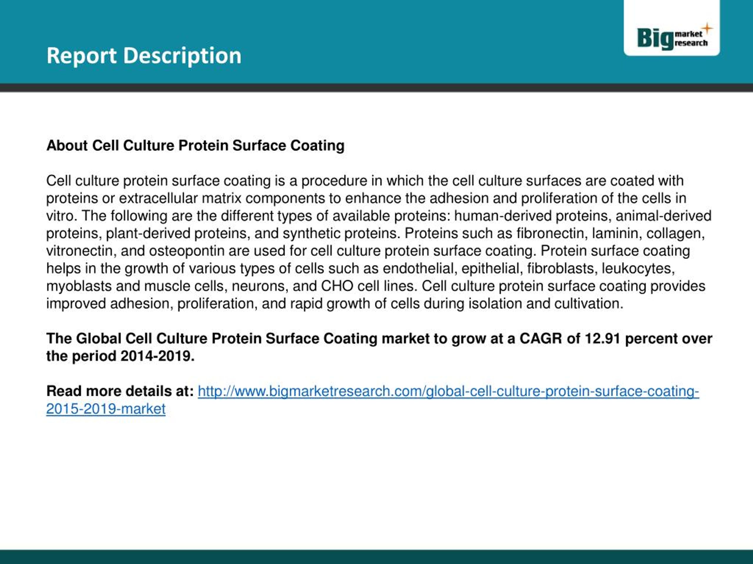 PPT 20152019 Global Cell Culture Protein Surface Coating Market