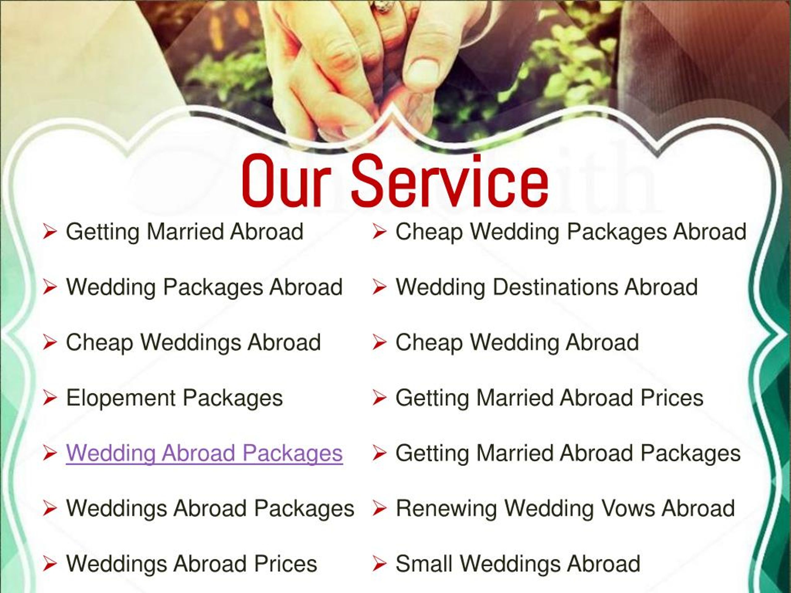 PPT Weddings Abroad Packages Elopement Packages PowerPoint