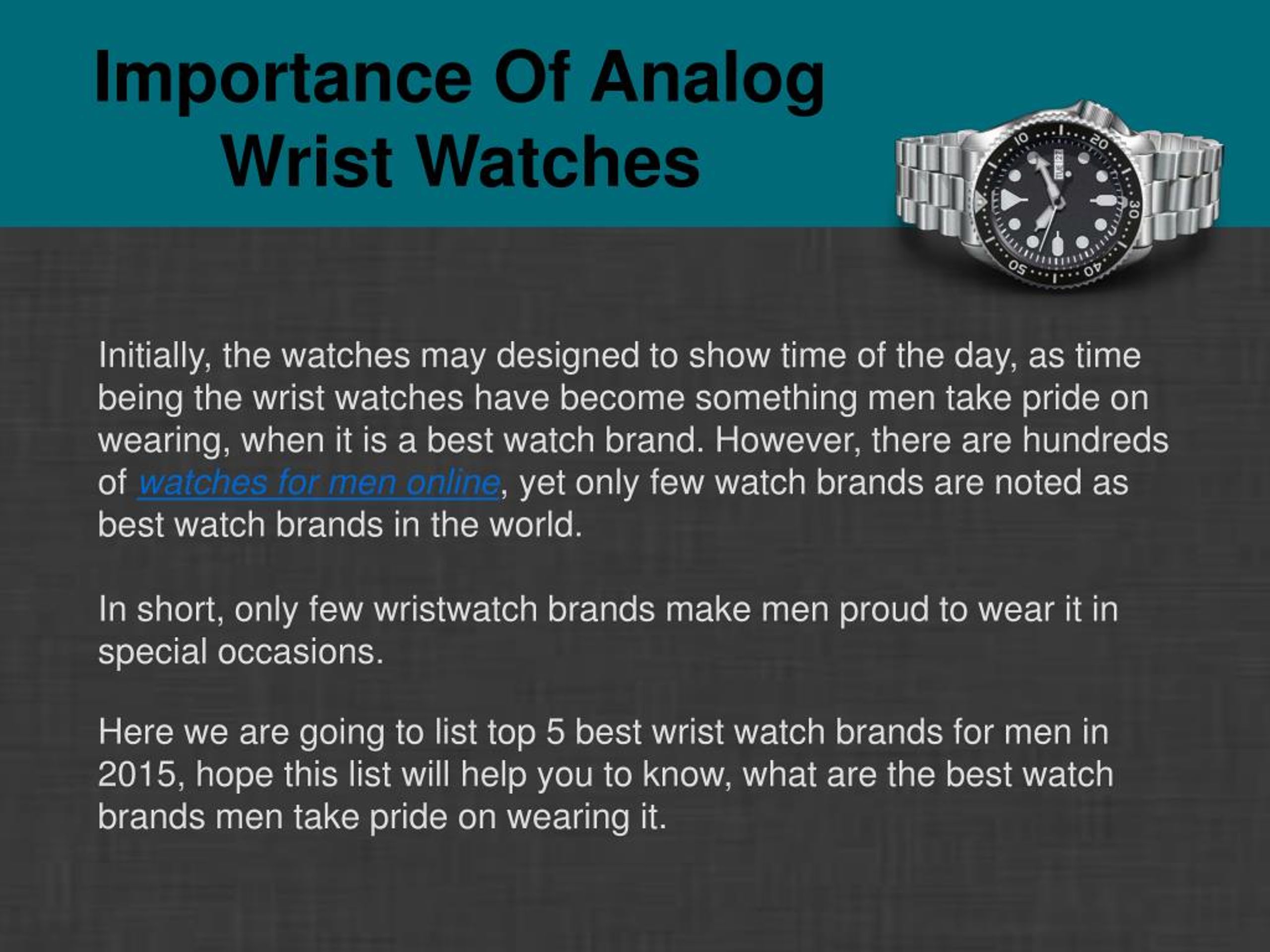 PPT Top 5 Most Popular Wrist Watch Brands for Men in India PowerPoint