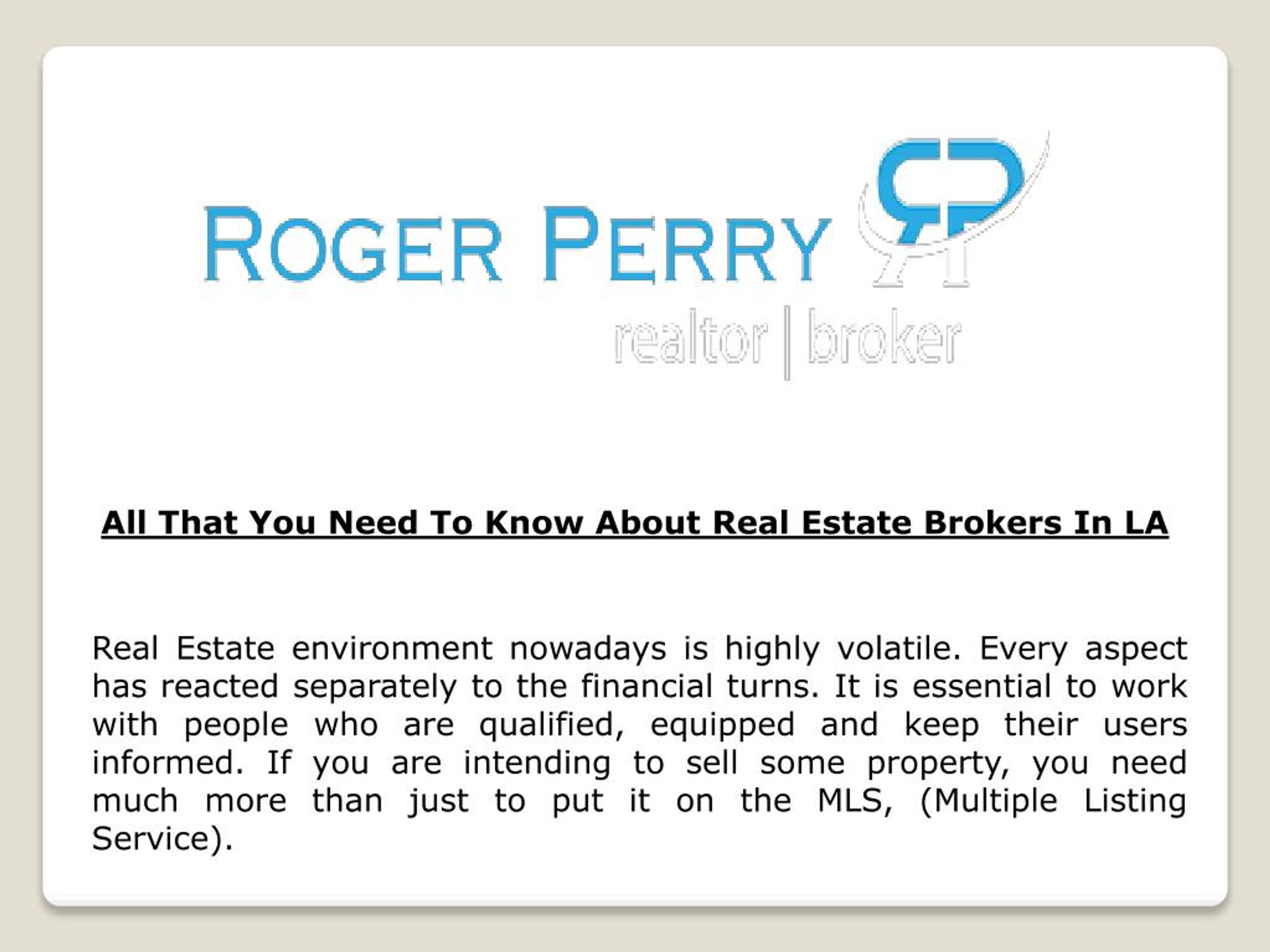 PPT All That You Need To Know About Real Estate Brokers In LA