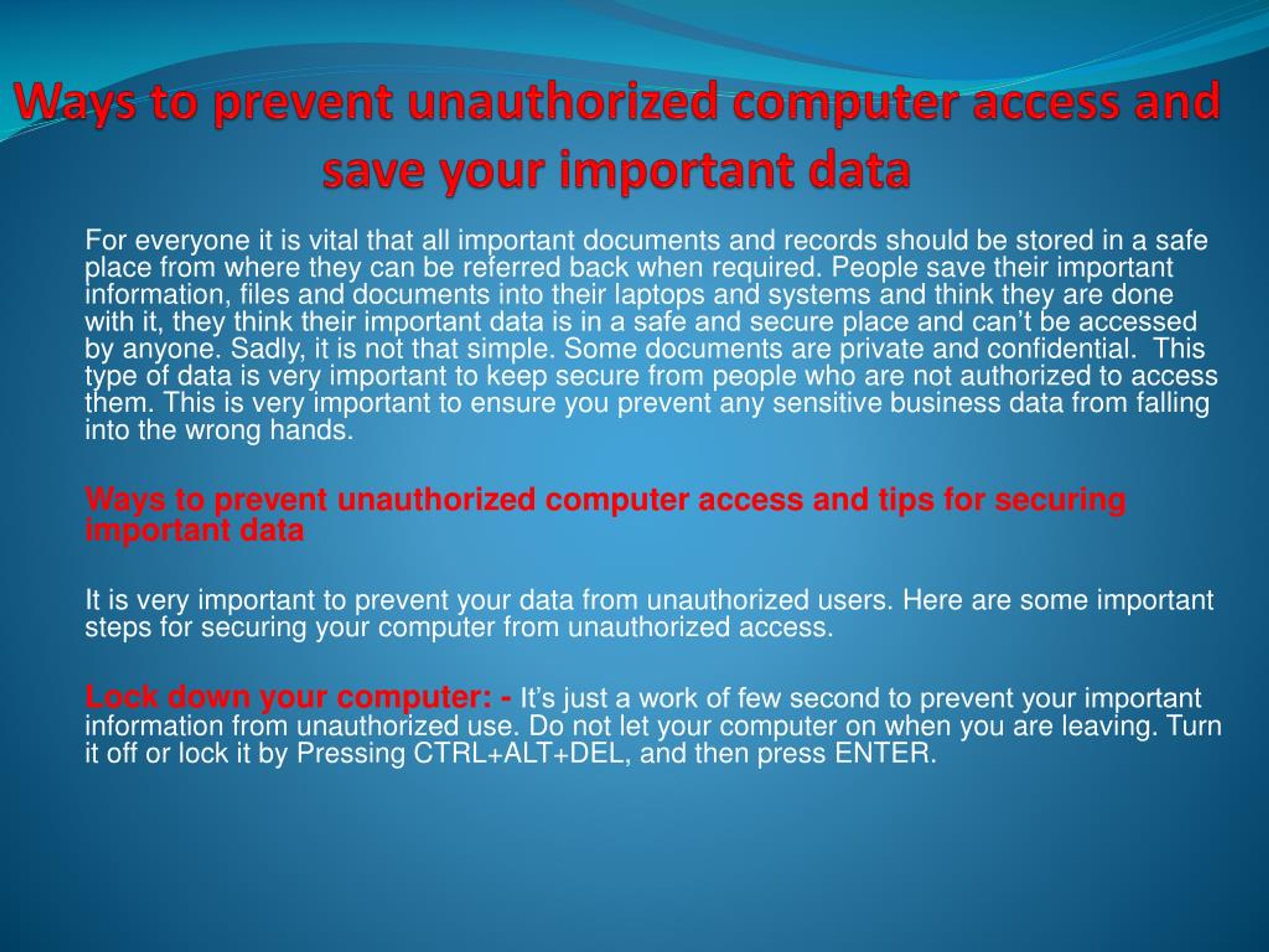 PPT Ways to prevent unauthorized computer access and save your i