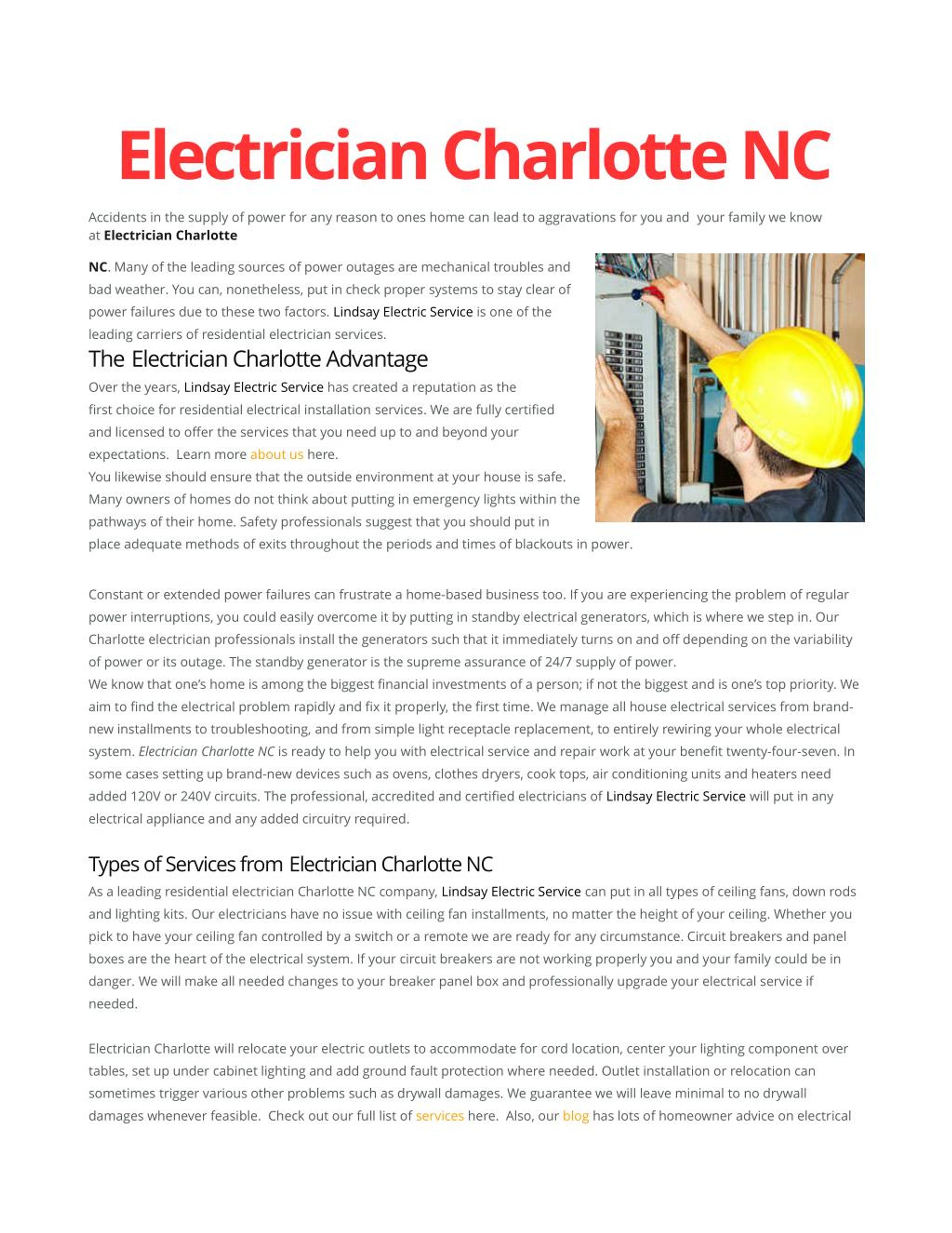 PPT Electrician Charlotte NC PowerPoint Presentation, free download