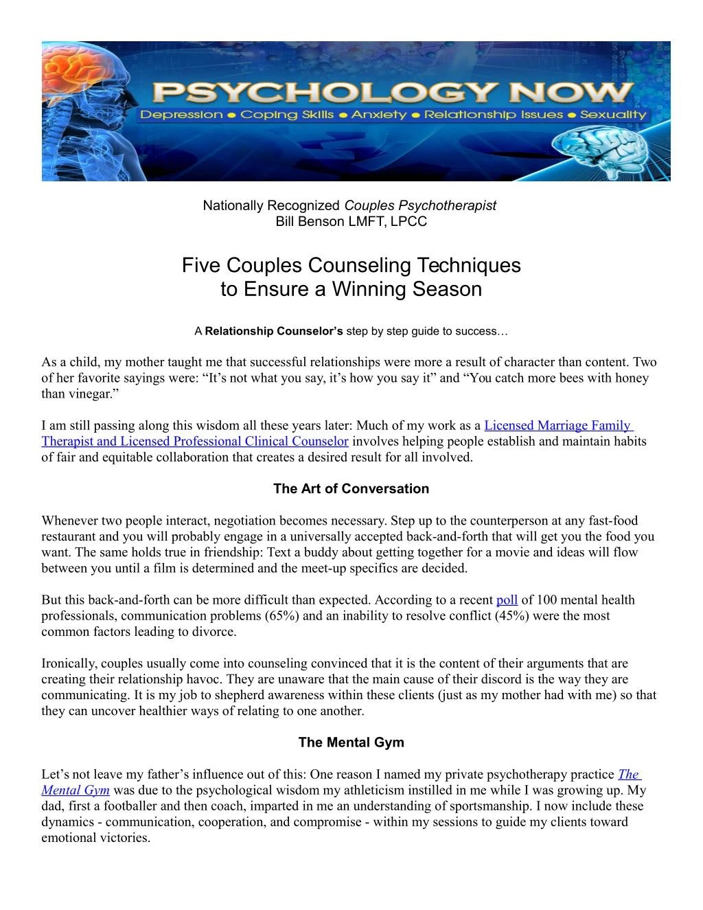 PPT Five Couples Counseling Techniques to Ensure a Winning Season