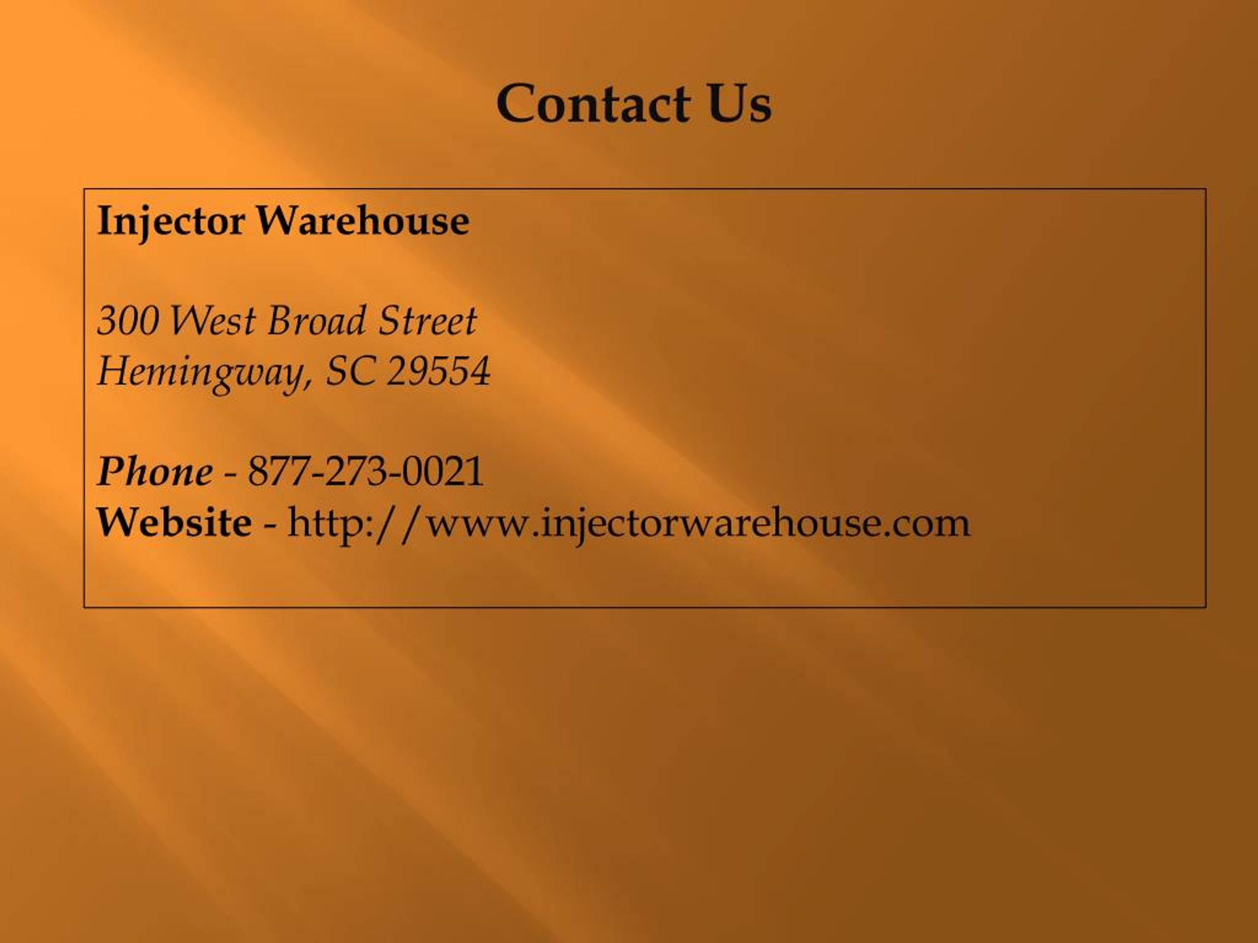 PPT Injector Warehouse Chevrolet Fuel Injectors PowerPoint