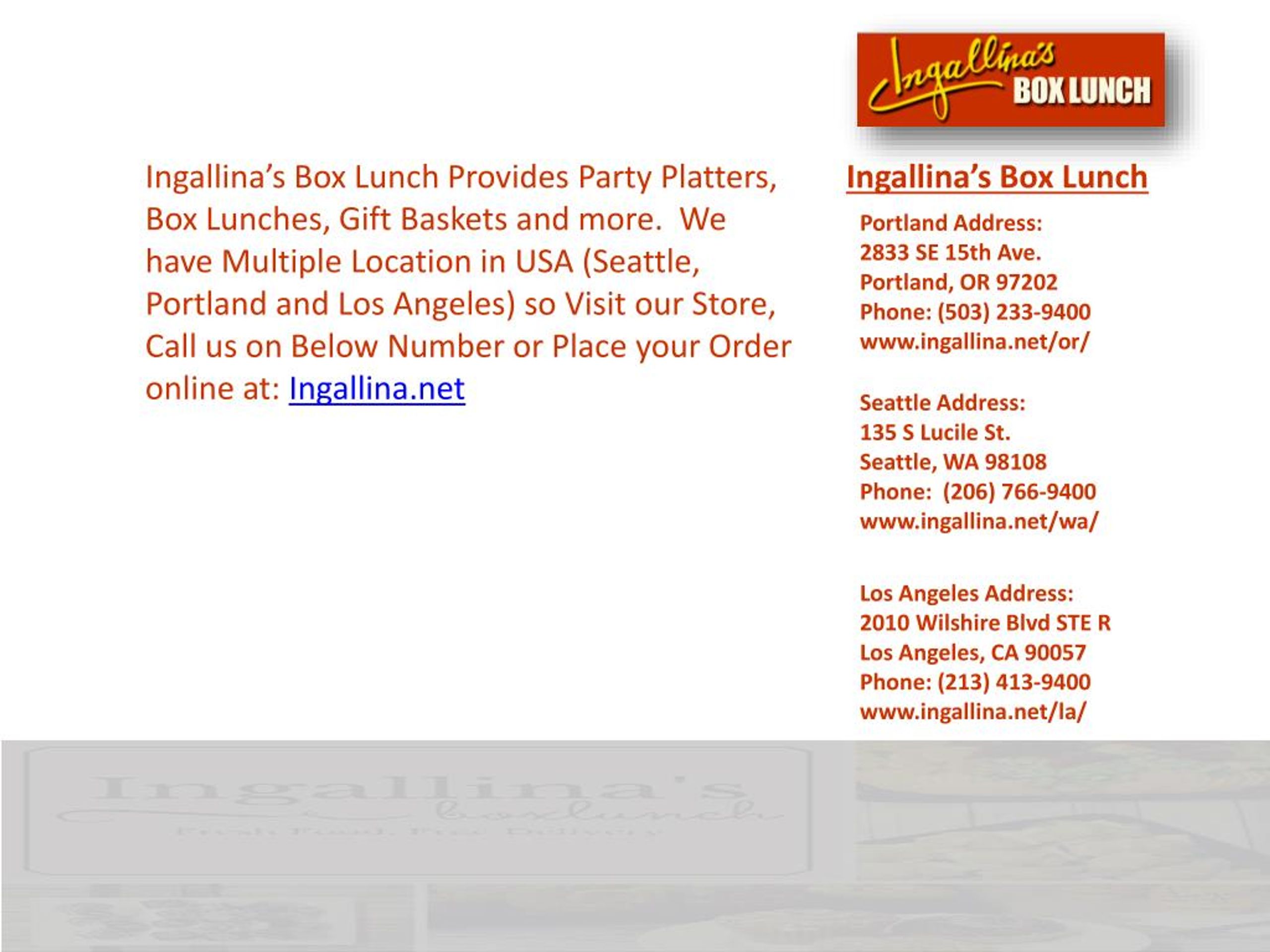 PPT August Month Special Offers at Ingallina Box Lunch PowerPoint